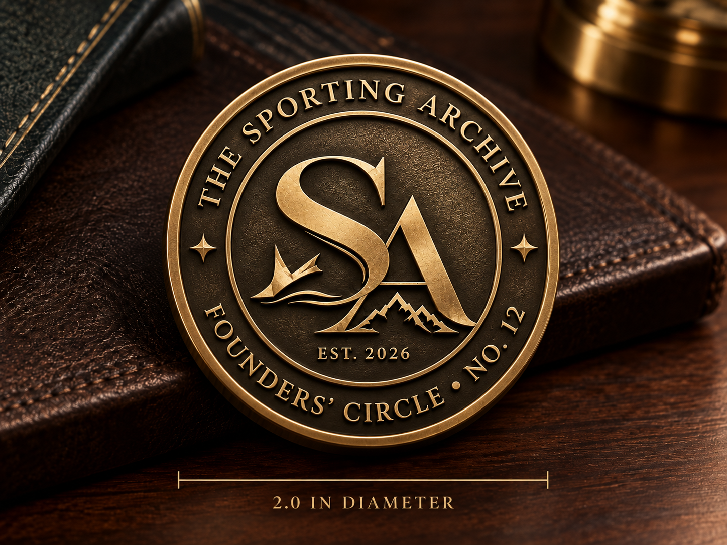 Bronze Founders’ Circle medallion of The Sporting Archive, with the SA monogram and “Est. 2026.”