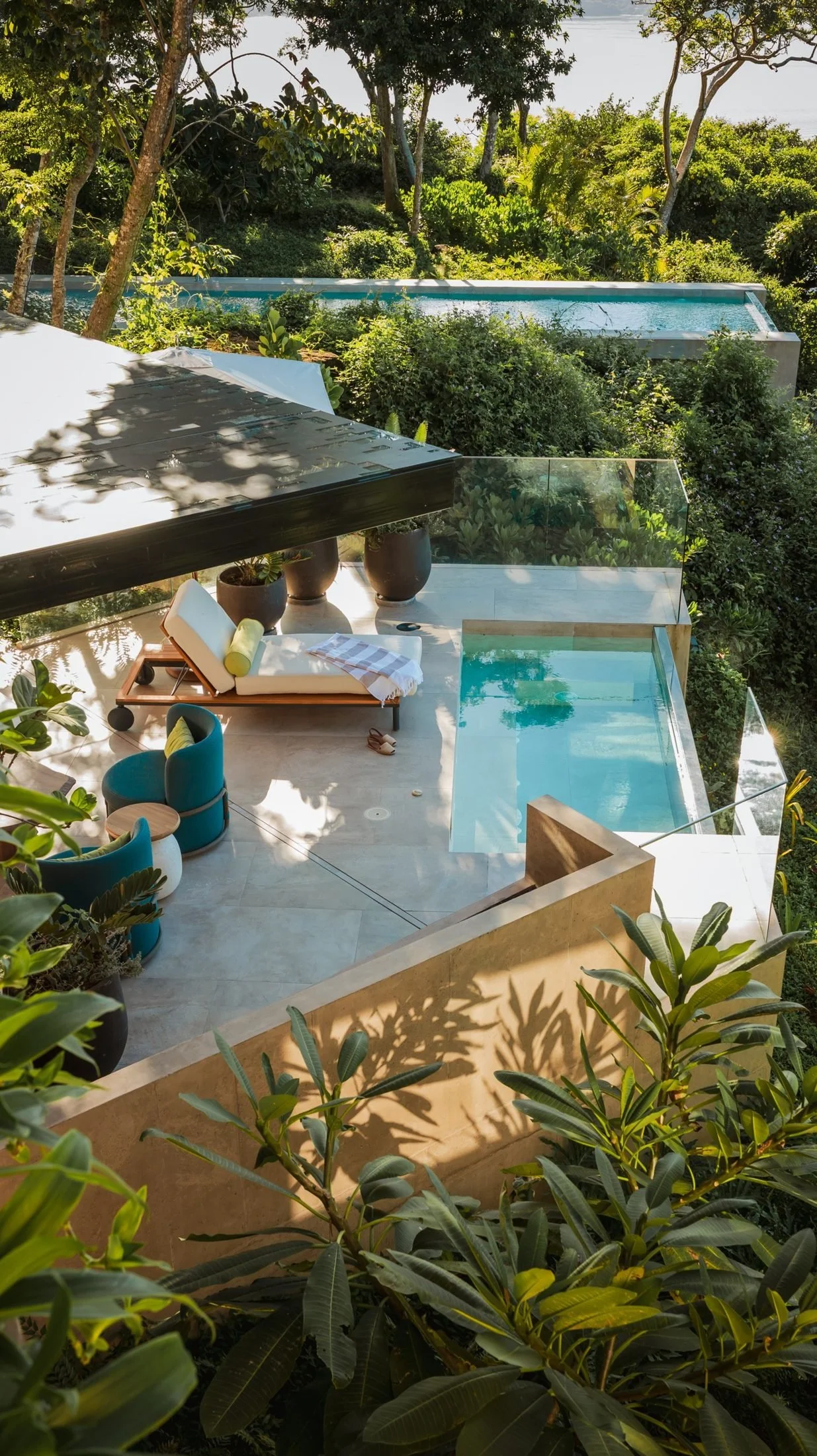 Plunge pool terrace surrounded by jungle at a luxury villa in Peninsula Papagayo, Costa Rica