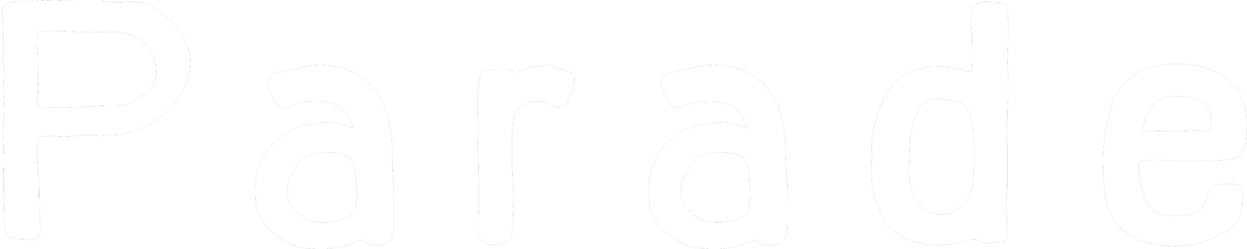 Word 'Parade' in large white letters on a black background