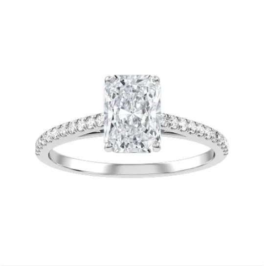 Radiant Cut Lab-grown Diamond Pave Engagement Ring