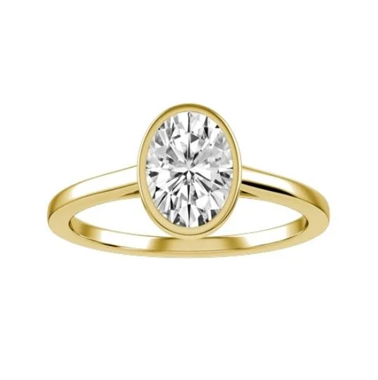Oval Cut Lab-grown Diamond Bezel Engagement Ring