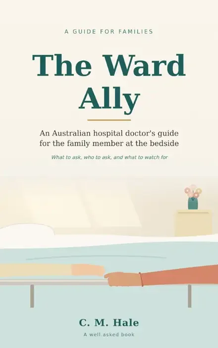 Cover of The Ward Ally: two hands reaching out to hold each other across a hospital bed