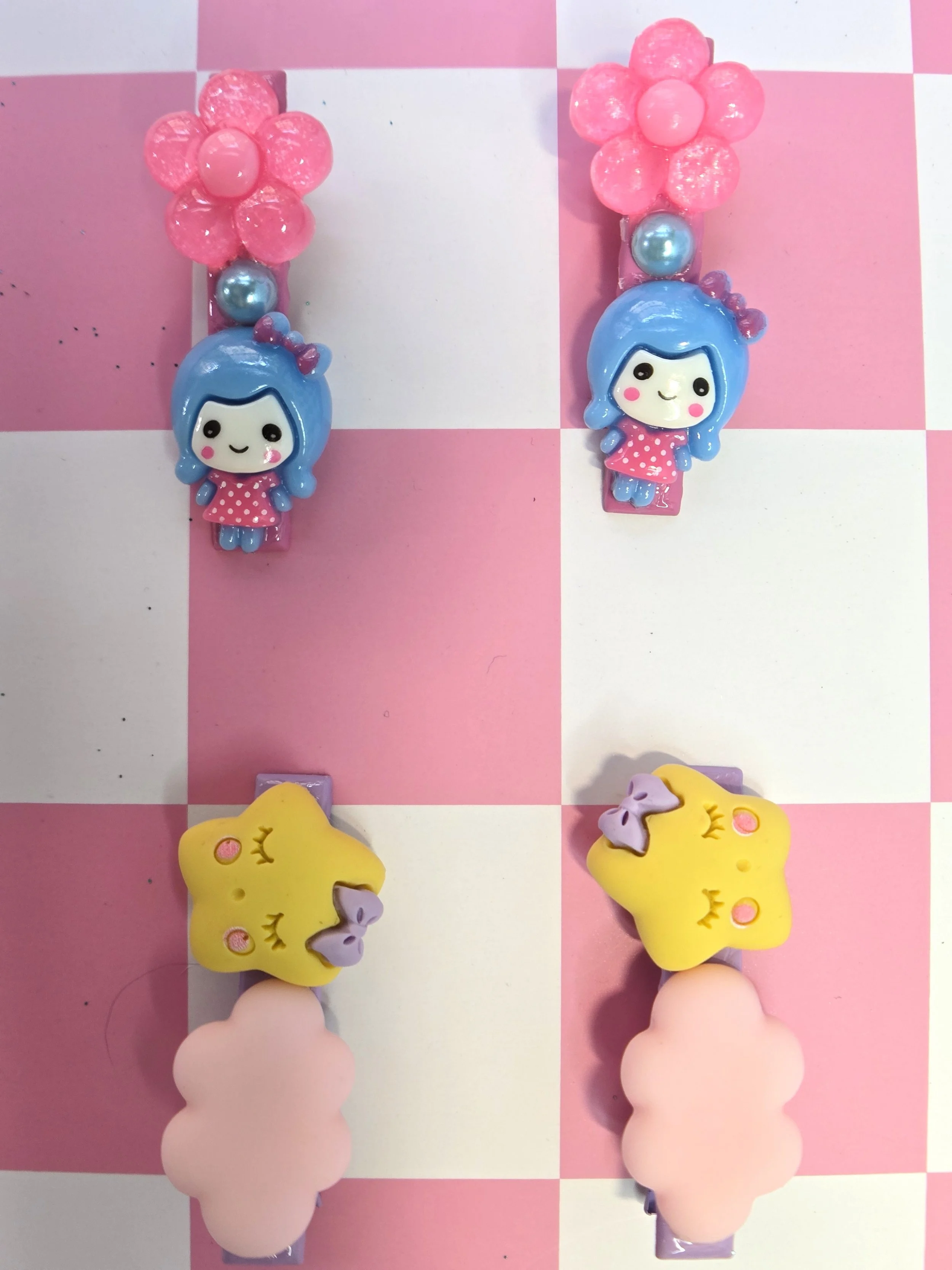 🌸 Kawaii Dreamy Barrette Sets — Blue Hair Dolly & Sleepy Star Cloud!