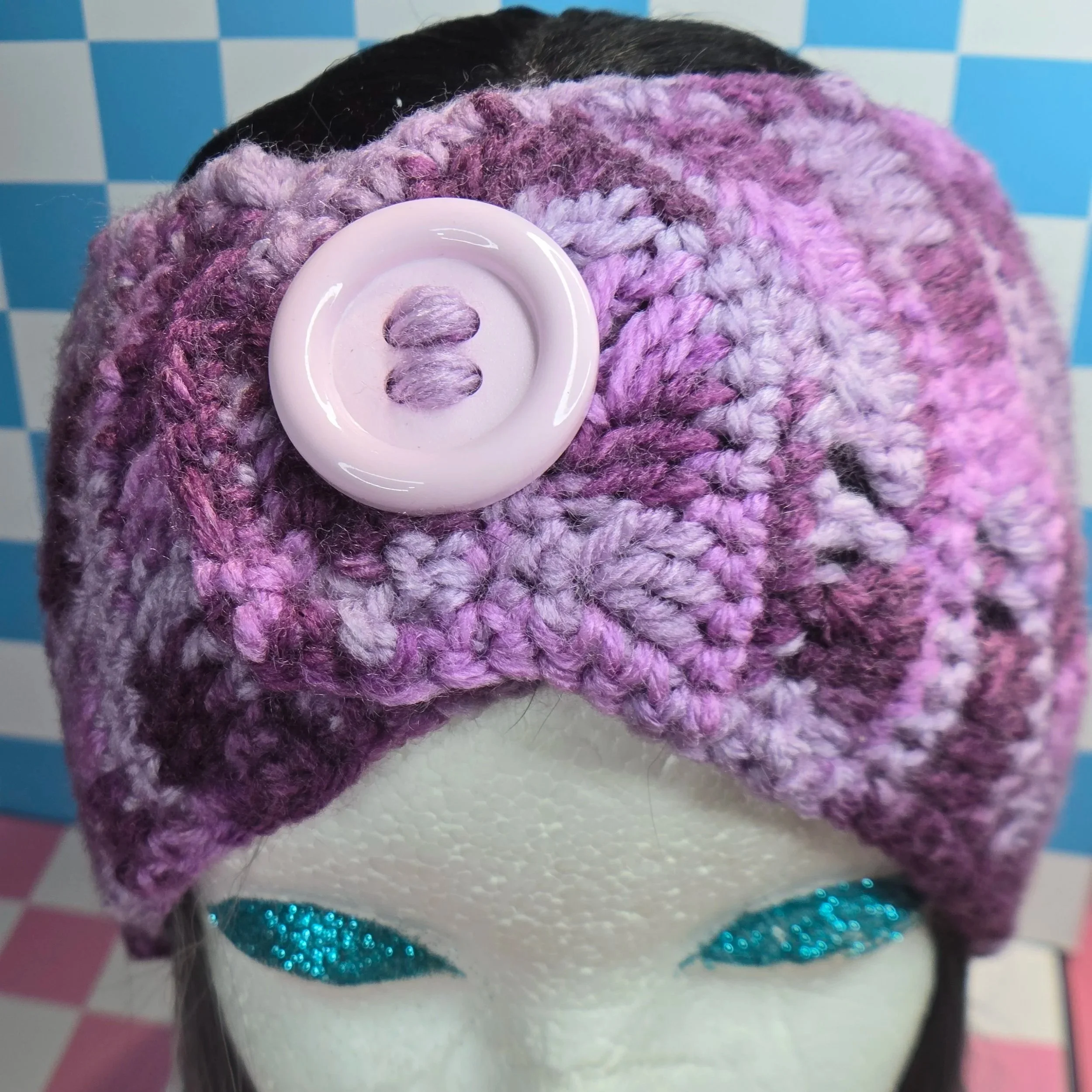 Purple Dream Mosaic Button Headband