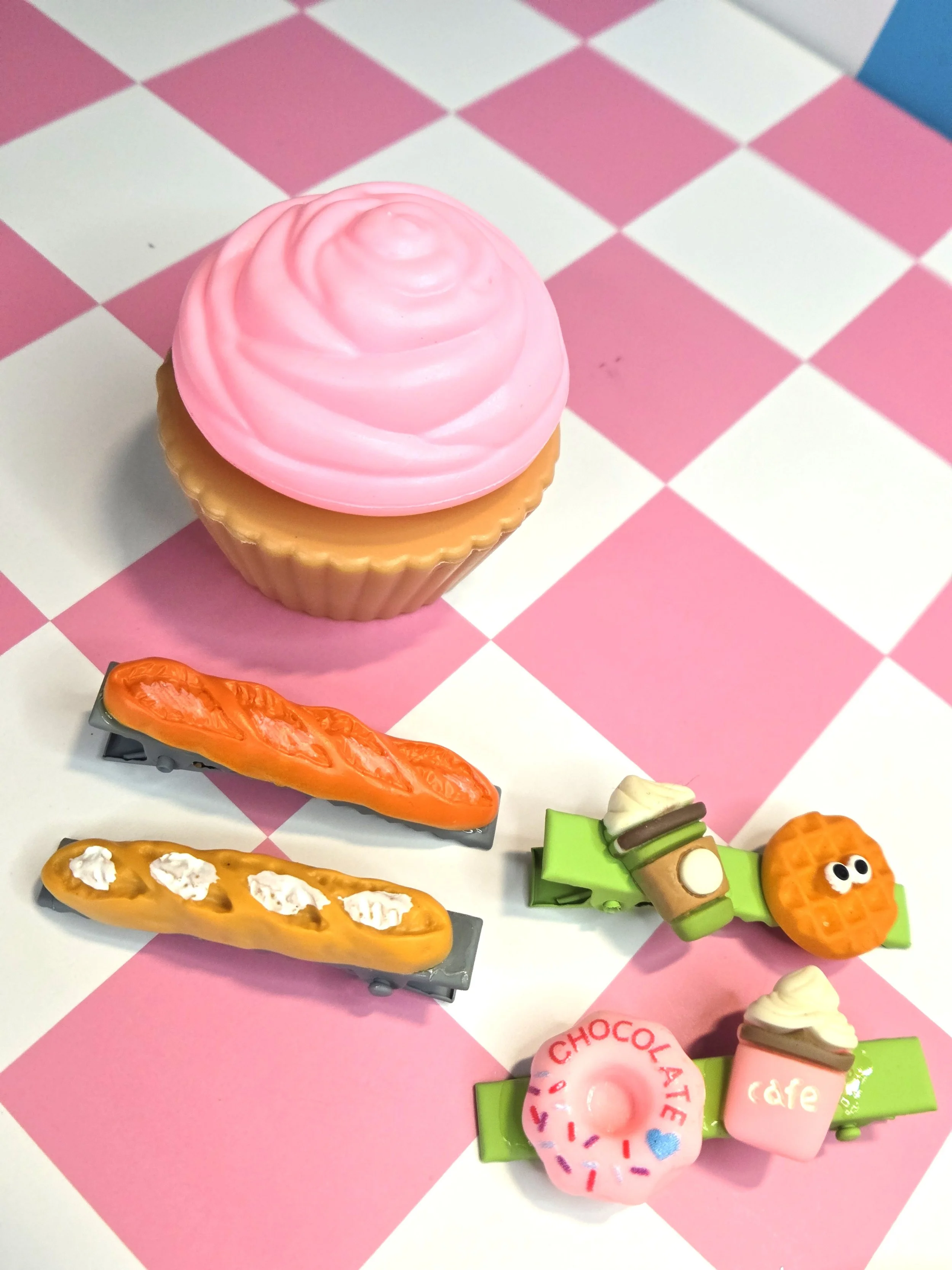 🥖☕ Kawaii Bakery Barrette Sets — Baguettes, Donuts, Coffee & Waffles!