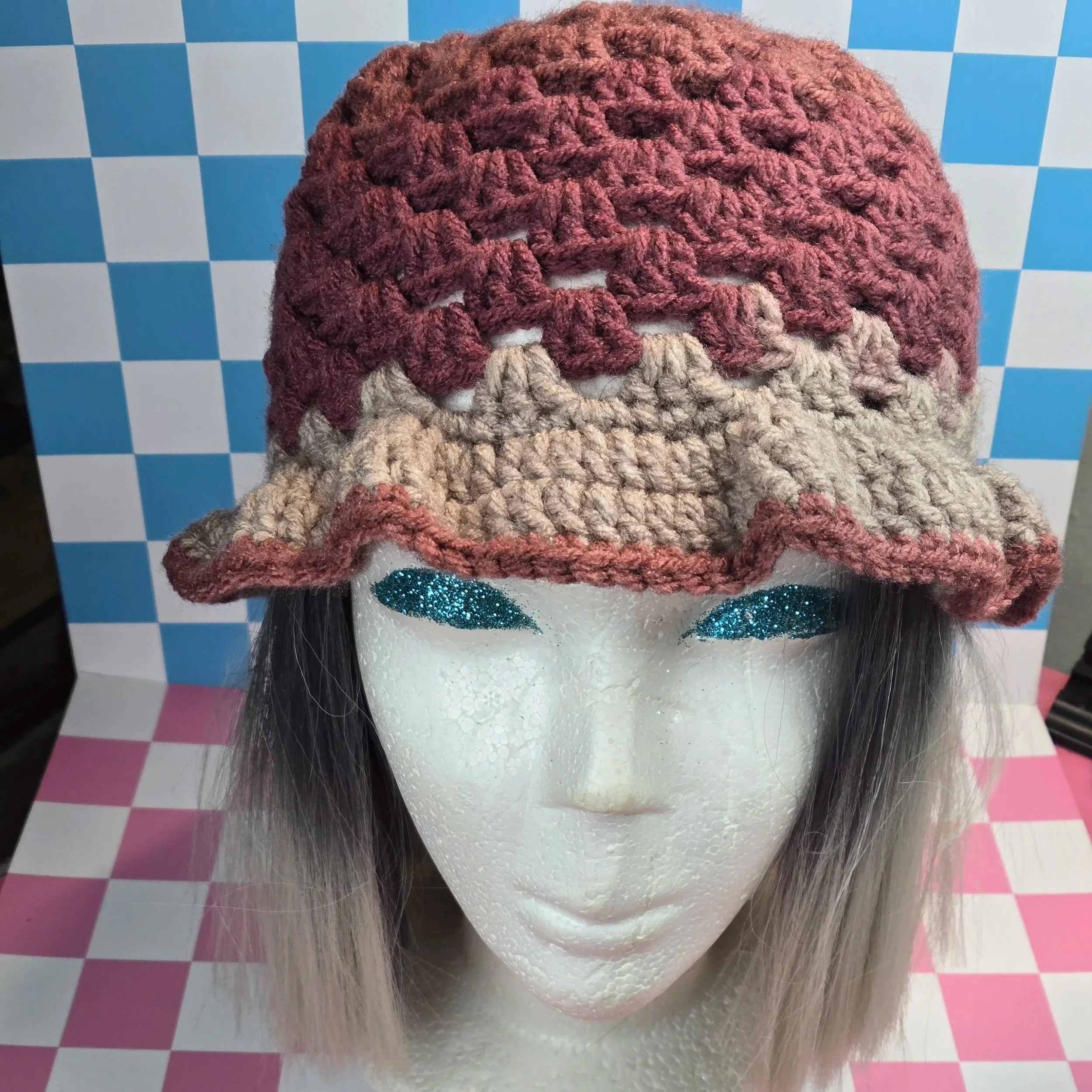 🌹🤍 Mauve Berry Crochet Bucket Hat