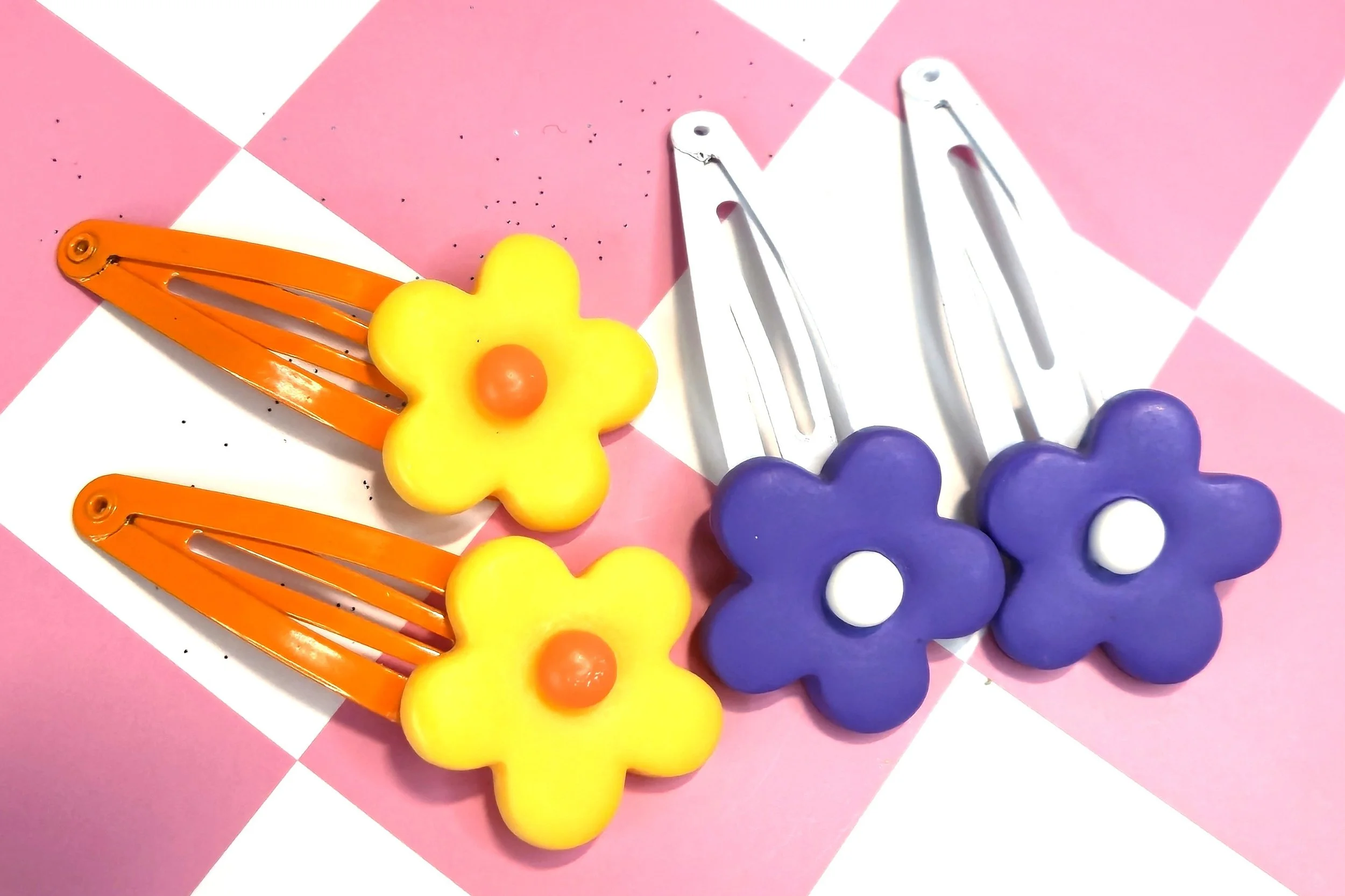 🌼 Kawaii Flower Barrette Sets — Sunshine & Violet Bloom!
