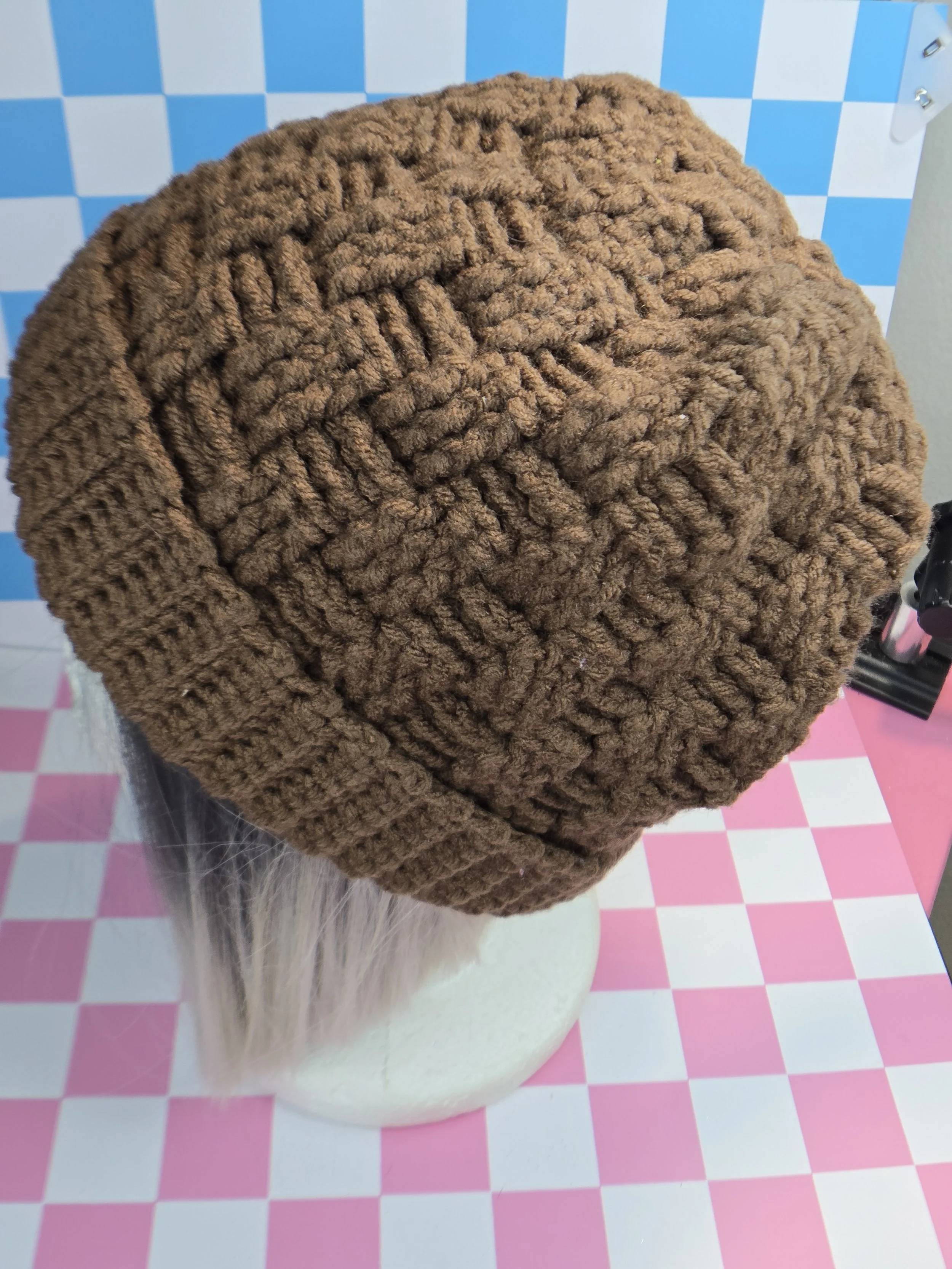 🍂🤎 Caramel Basketweave Winter Beanie