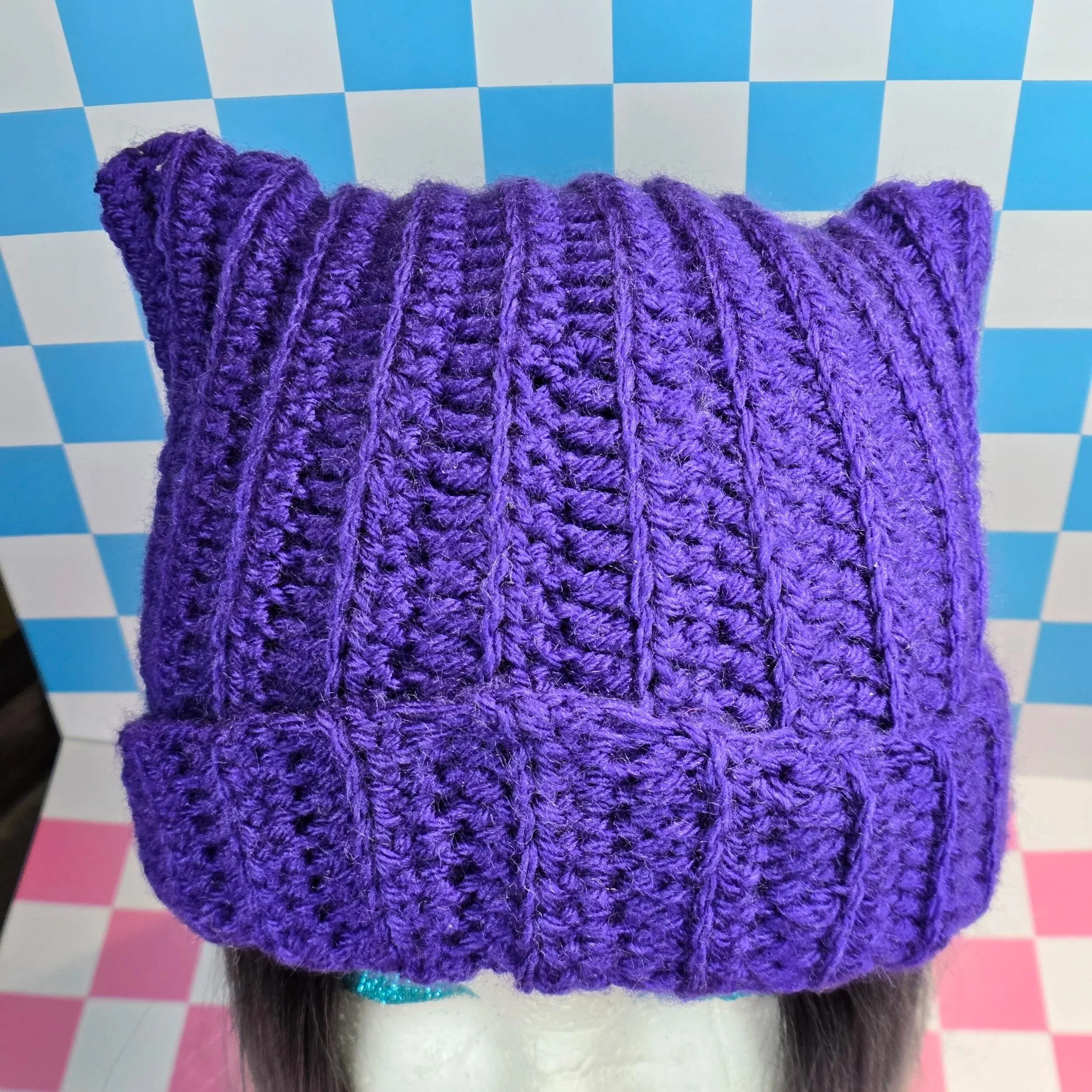 💜⚡ Electric Purple Cat Ear Beanie