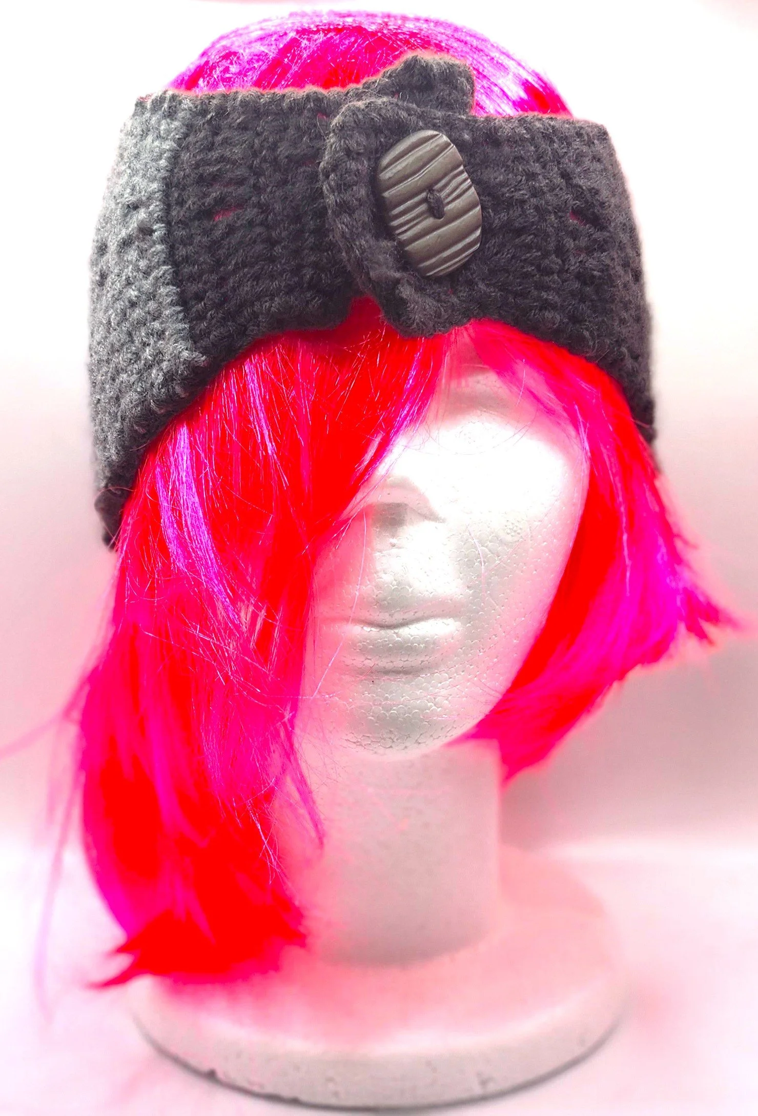 Crochet Headband in Black and Gray Stripes withGray Button.jpg