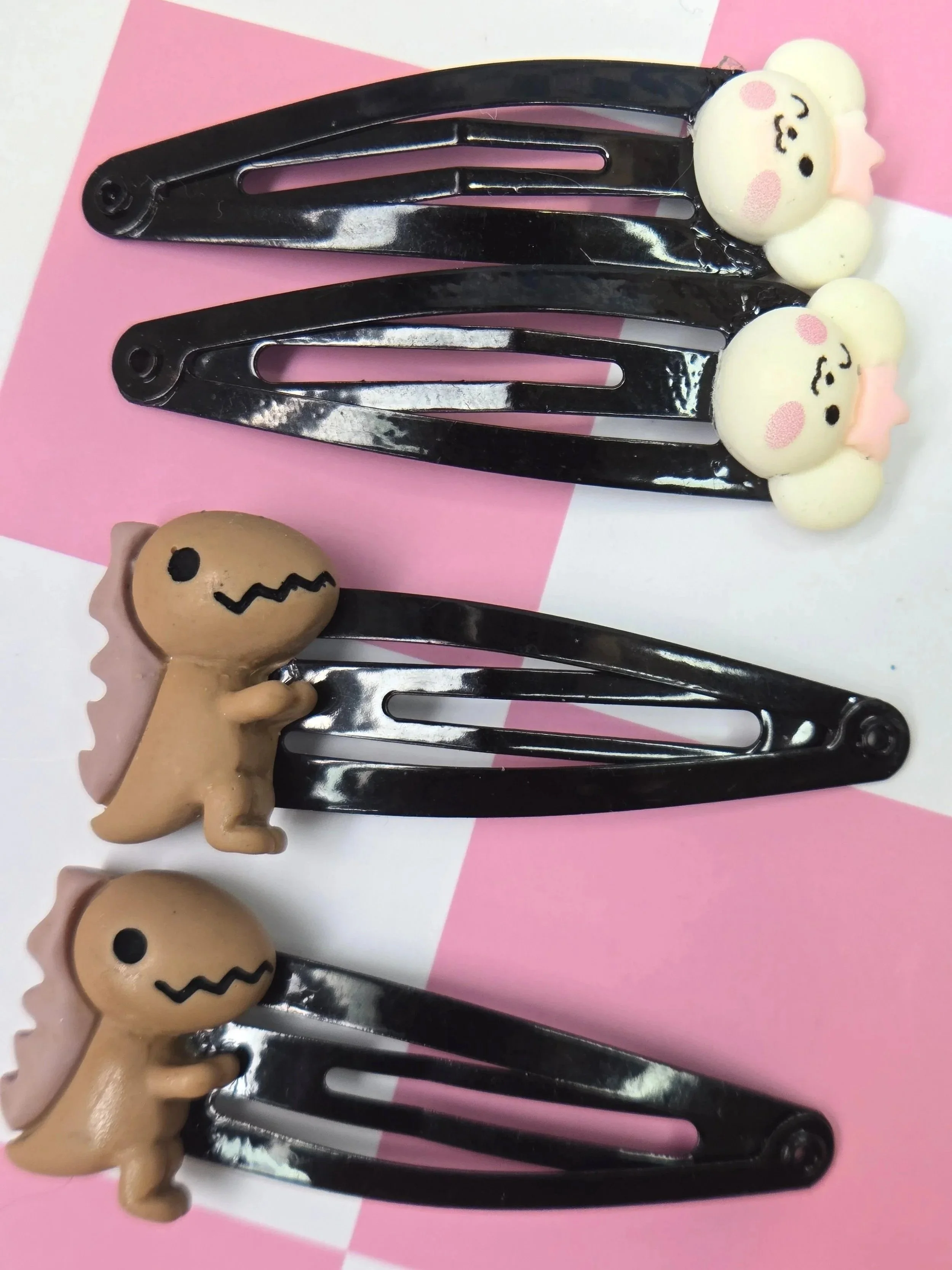 Kawaii Dino & Crown Bunny Barrette Sets