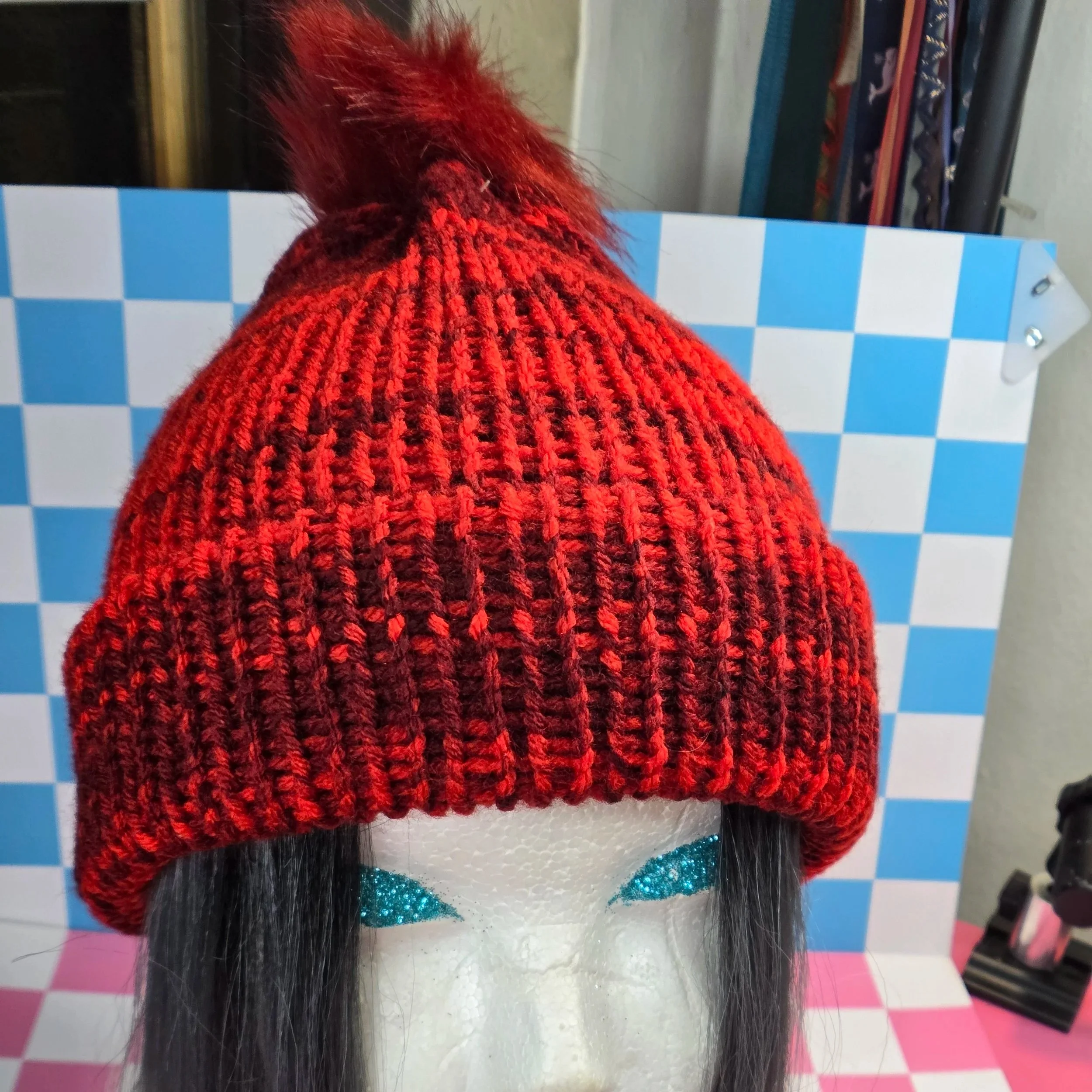 ❤️🎿 Crimson Dream Pompom Ski Beanie