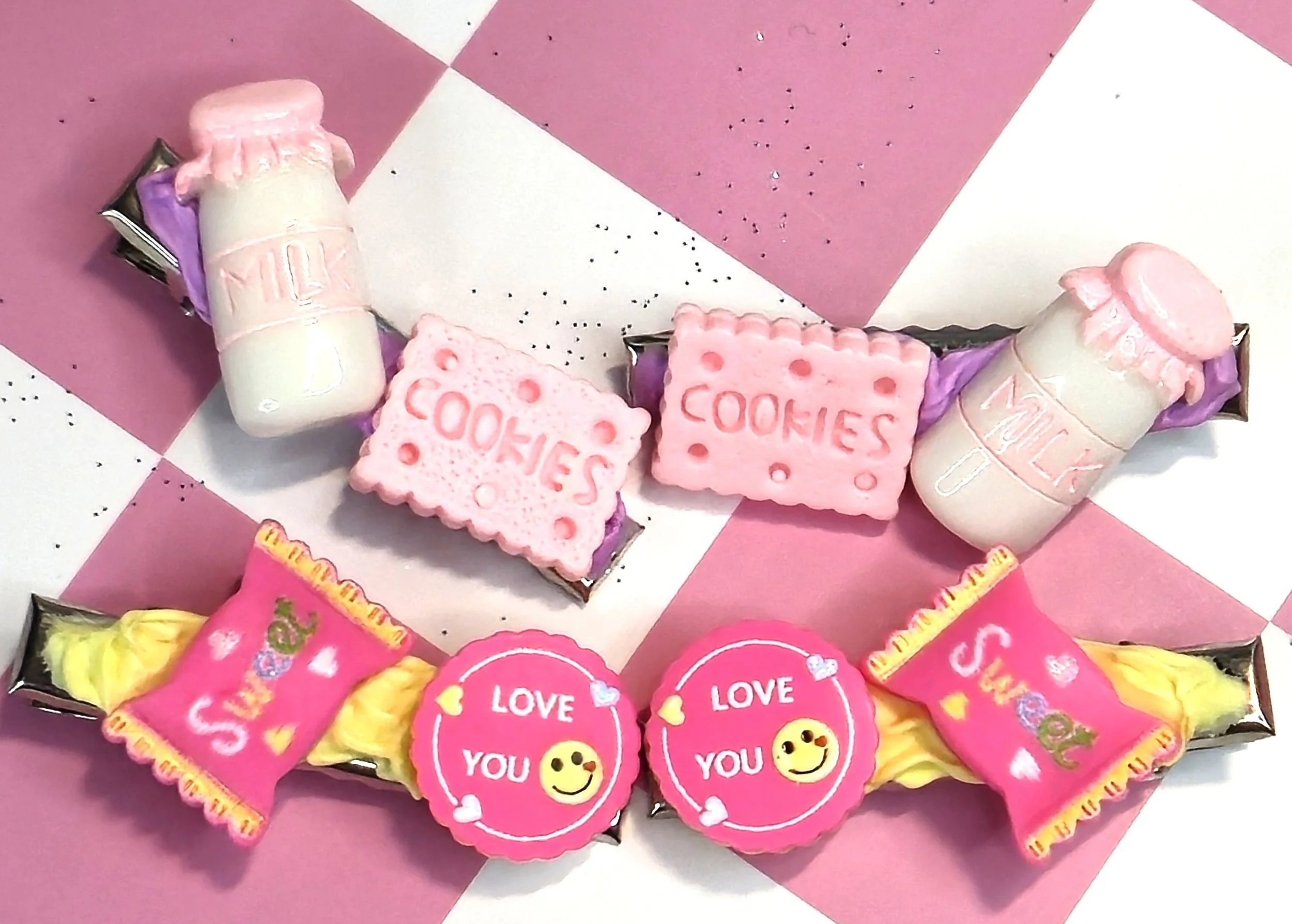 🍪 Kawaii Milk & Cookies Barrette Sets — Sweet & Sassy!