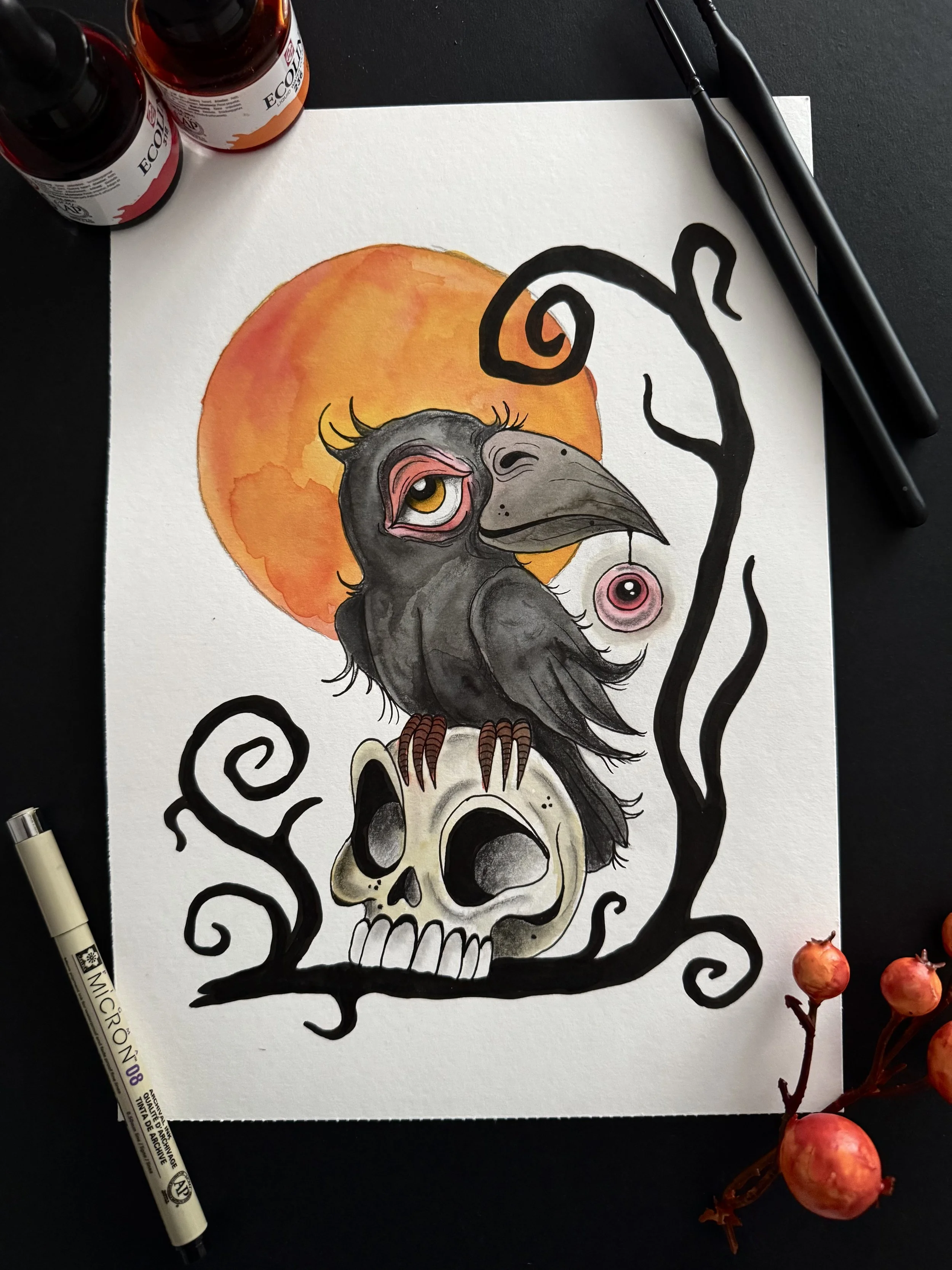 "Little Raven"· Originalzeichnung · 300 g/m² · DIN A4 · 80€ inkl. Versand