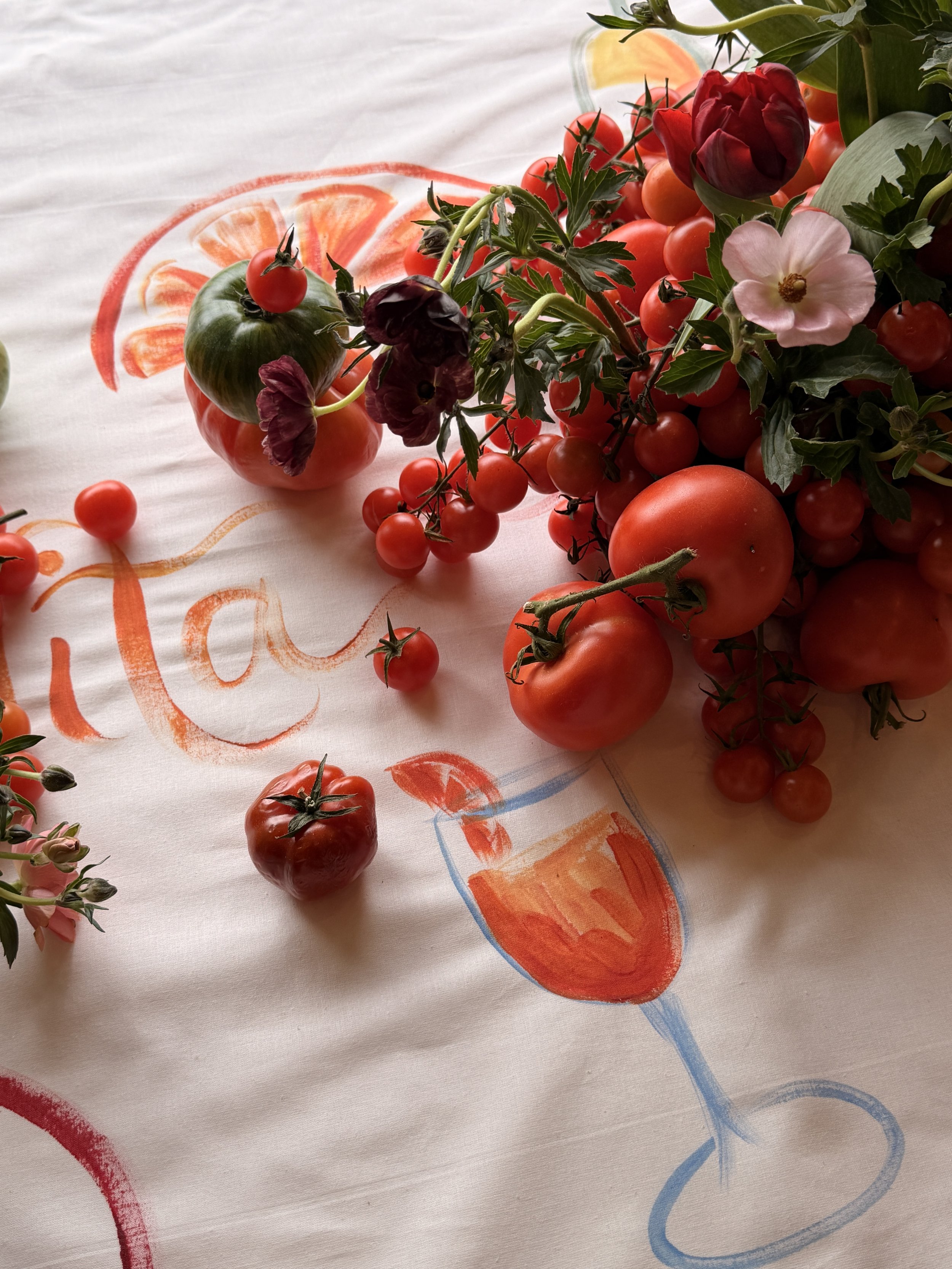 Painting on tablecloth for a TikTok Event in the UK