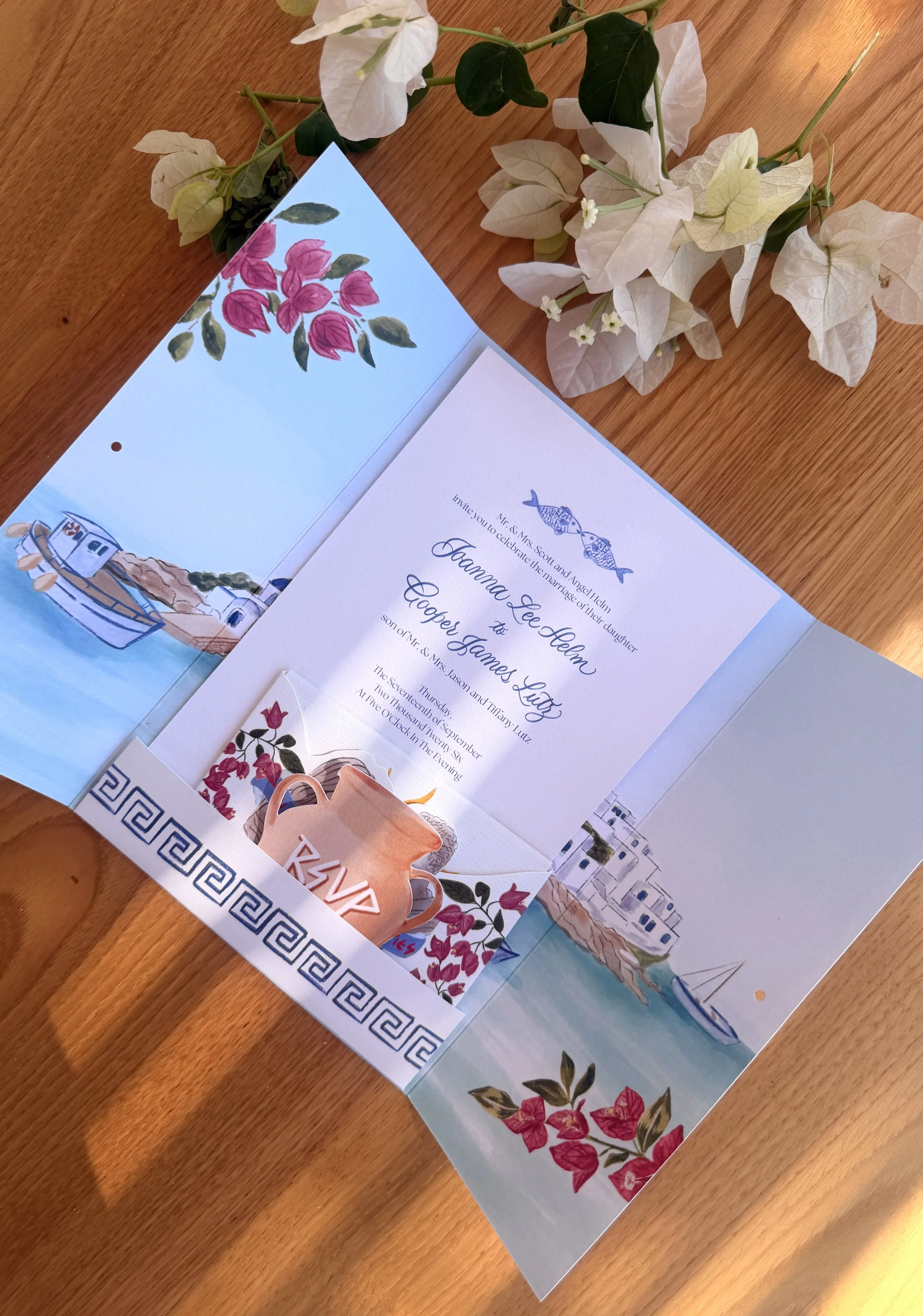 Paros wedding invitation bespoke