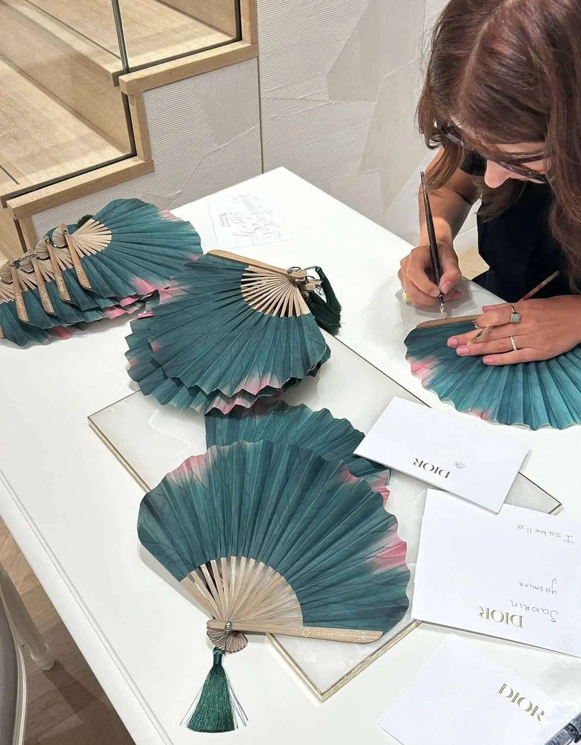 Engraving Customisations of Paper fans for Dior