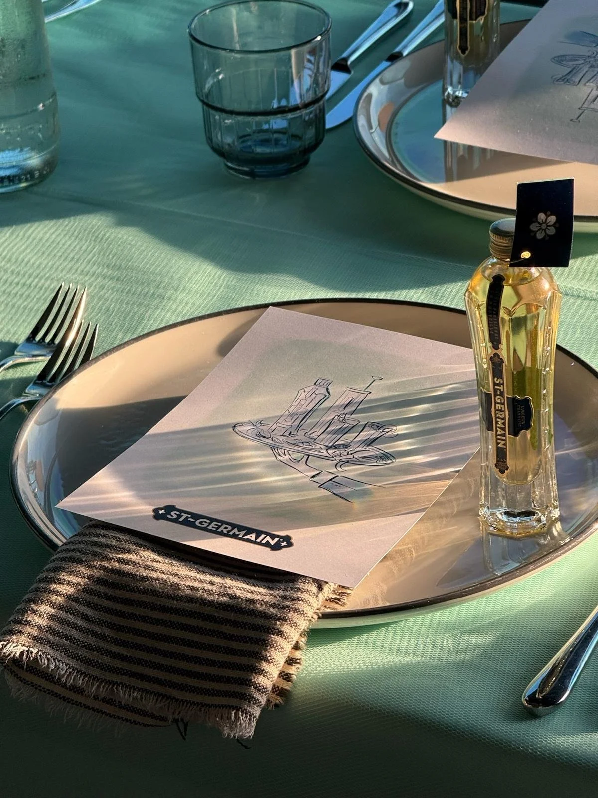 A table setting for "St. Germain". Menu design by Gaia Amsterdam