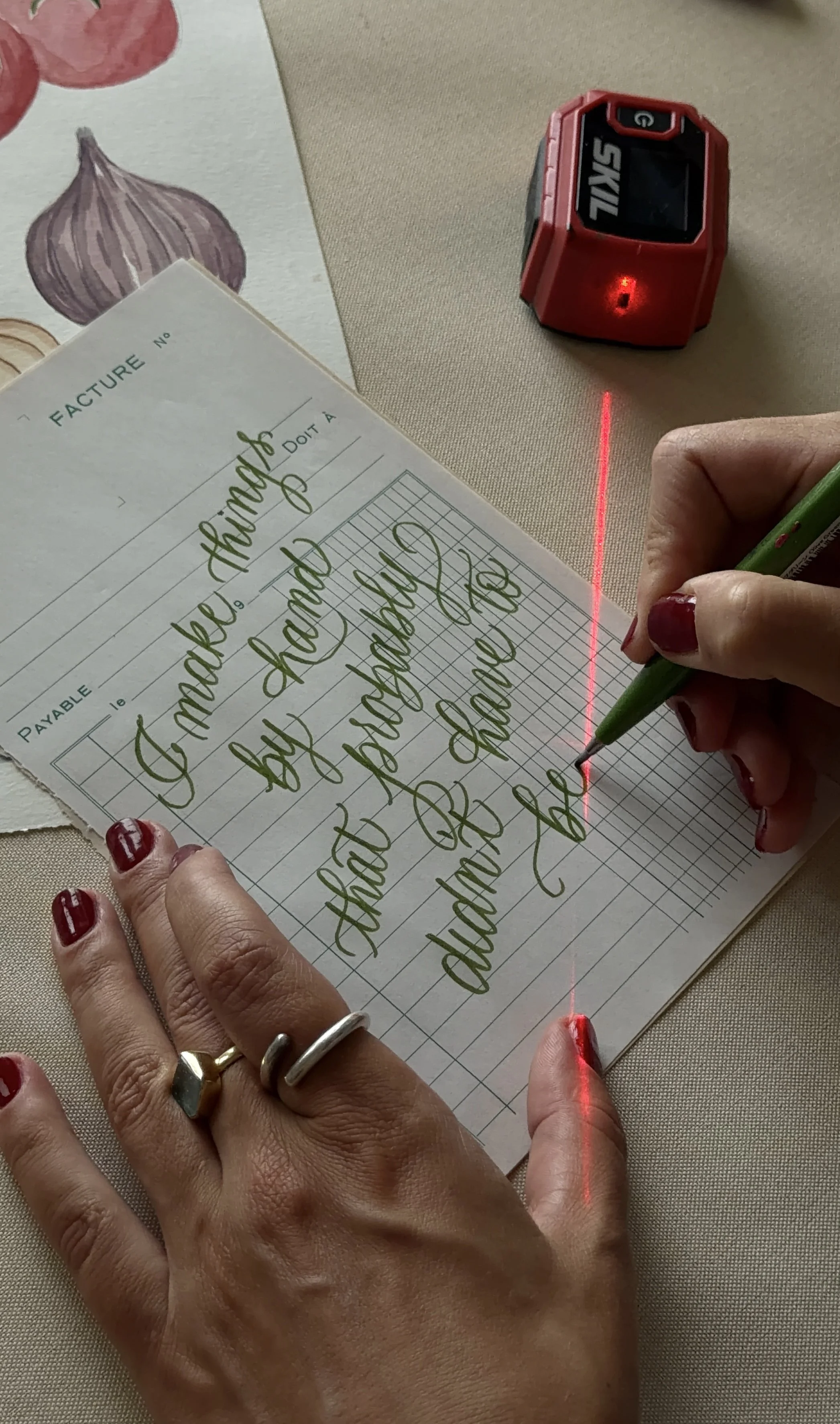 Custom, free hand calligraphy with brush pen.