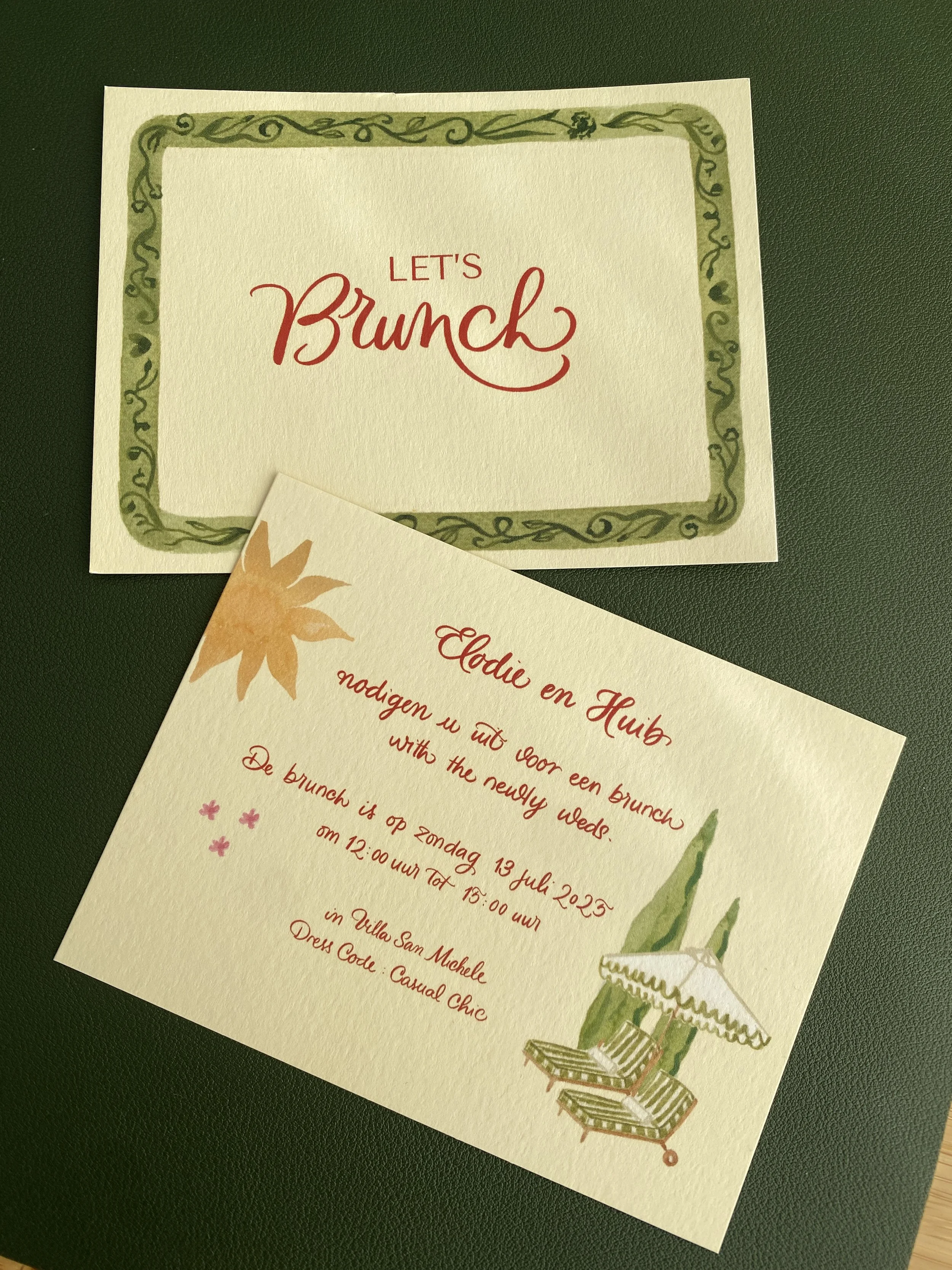 Bespoke watercolour artwork for an Italian-inspired wedding stationery suite