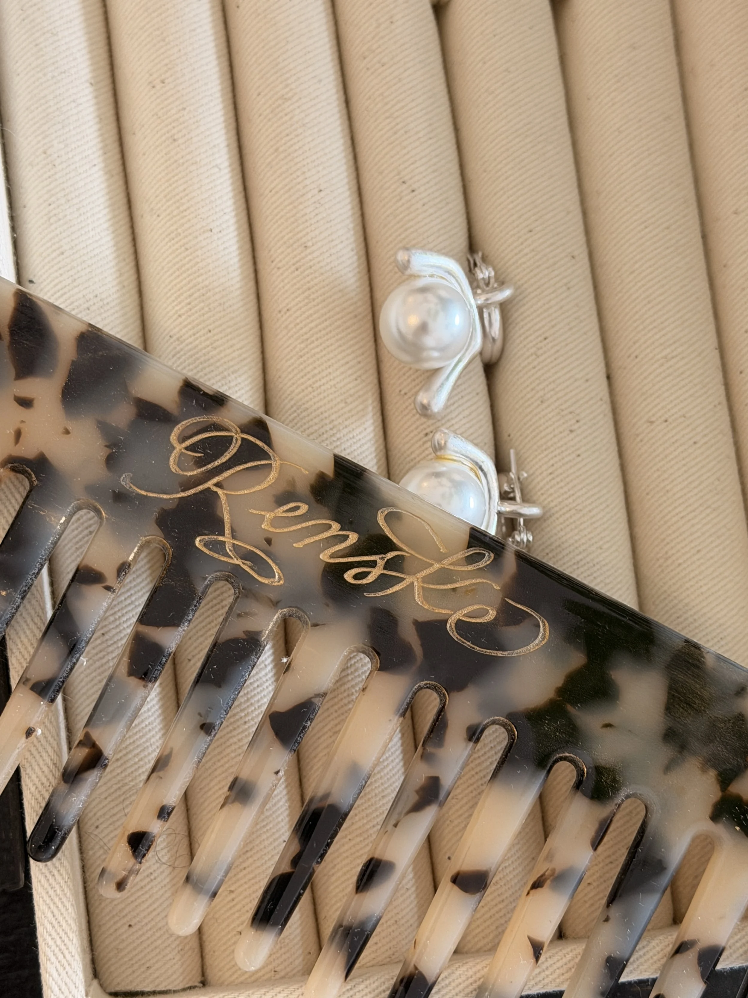 Personalised comb with custom engraving created for Nakd Amsterdam