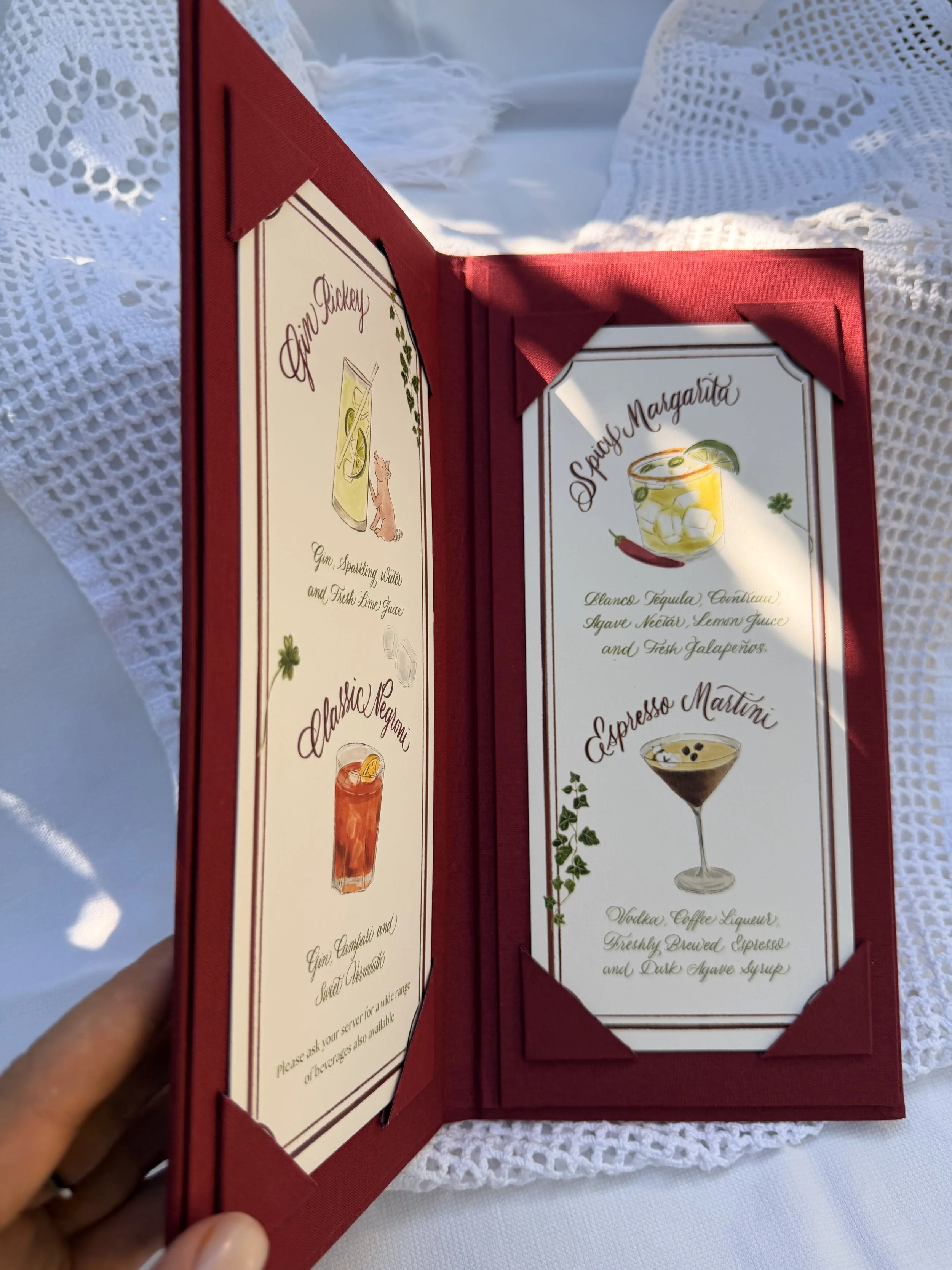 Hand-bound wedding booklet with bespoke design by Gaia Amsterdam