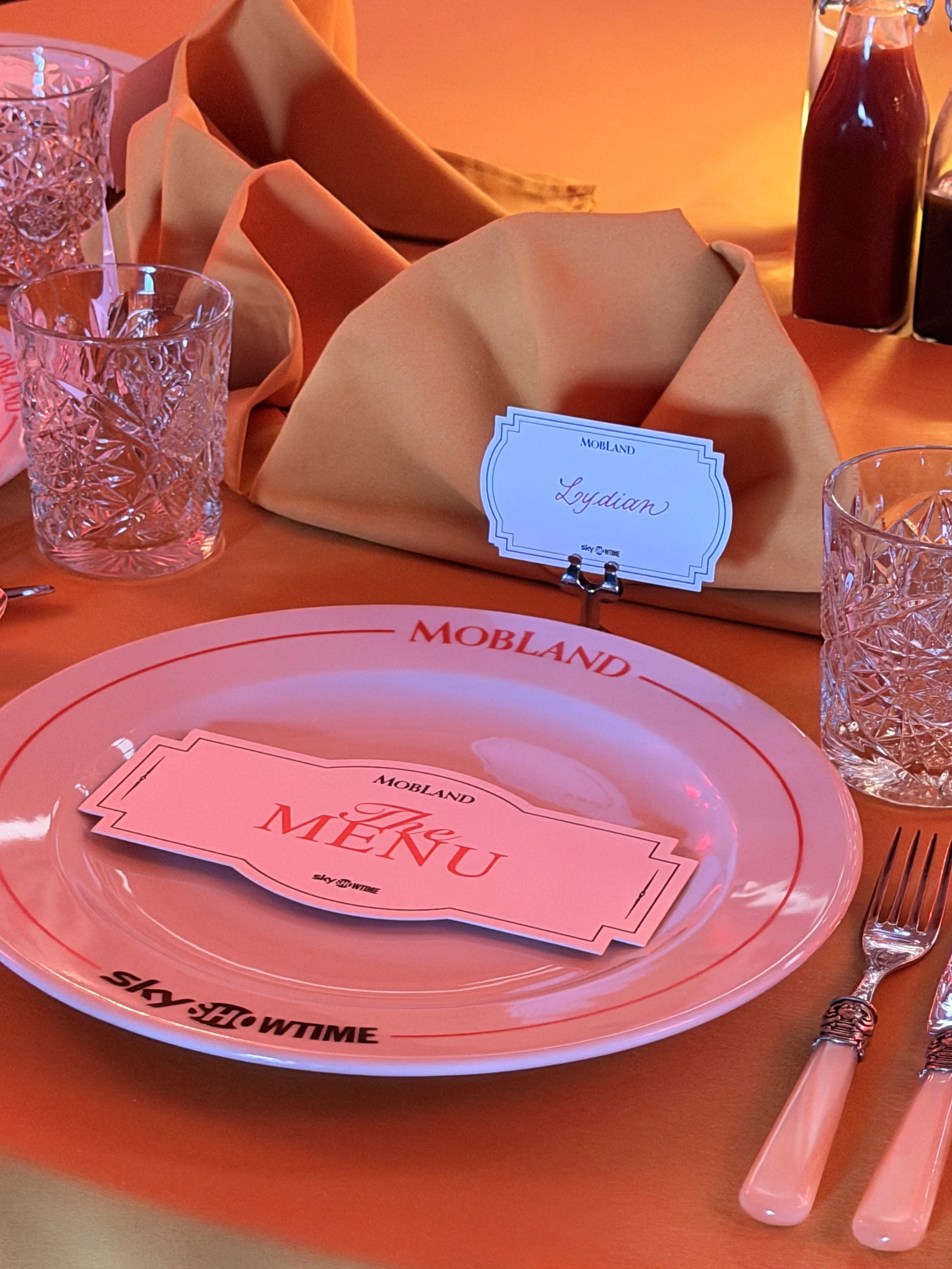 Calligraphy place cards for the new season MobLand for Bolt Amsterdam