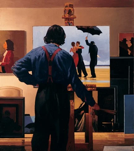 Ties That Bind, self-portrait of the artist Jack Vettriano featuring The Singing Butler.