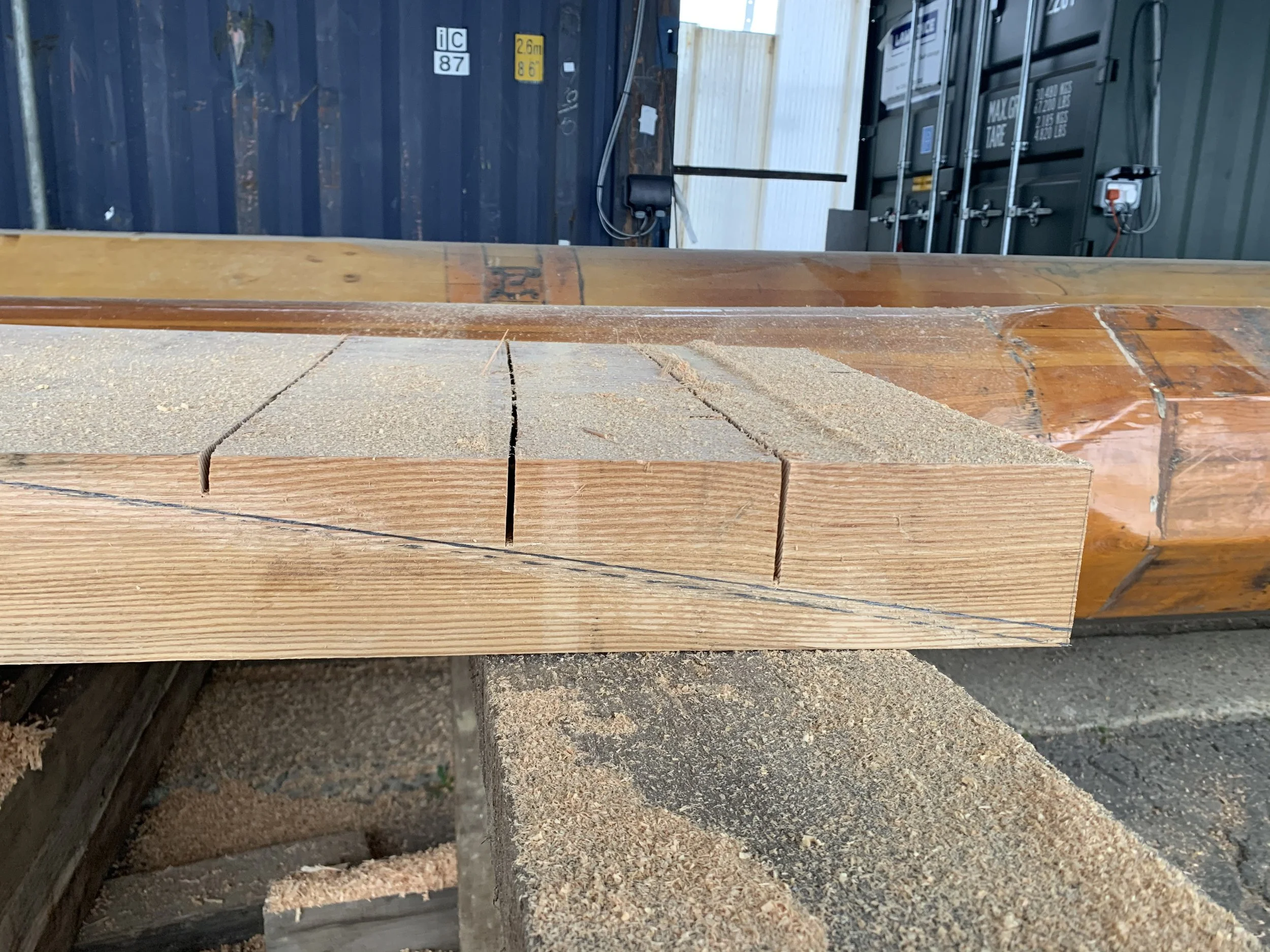 Cut away of timber section