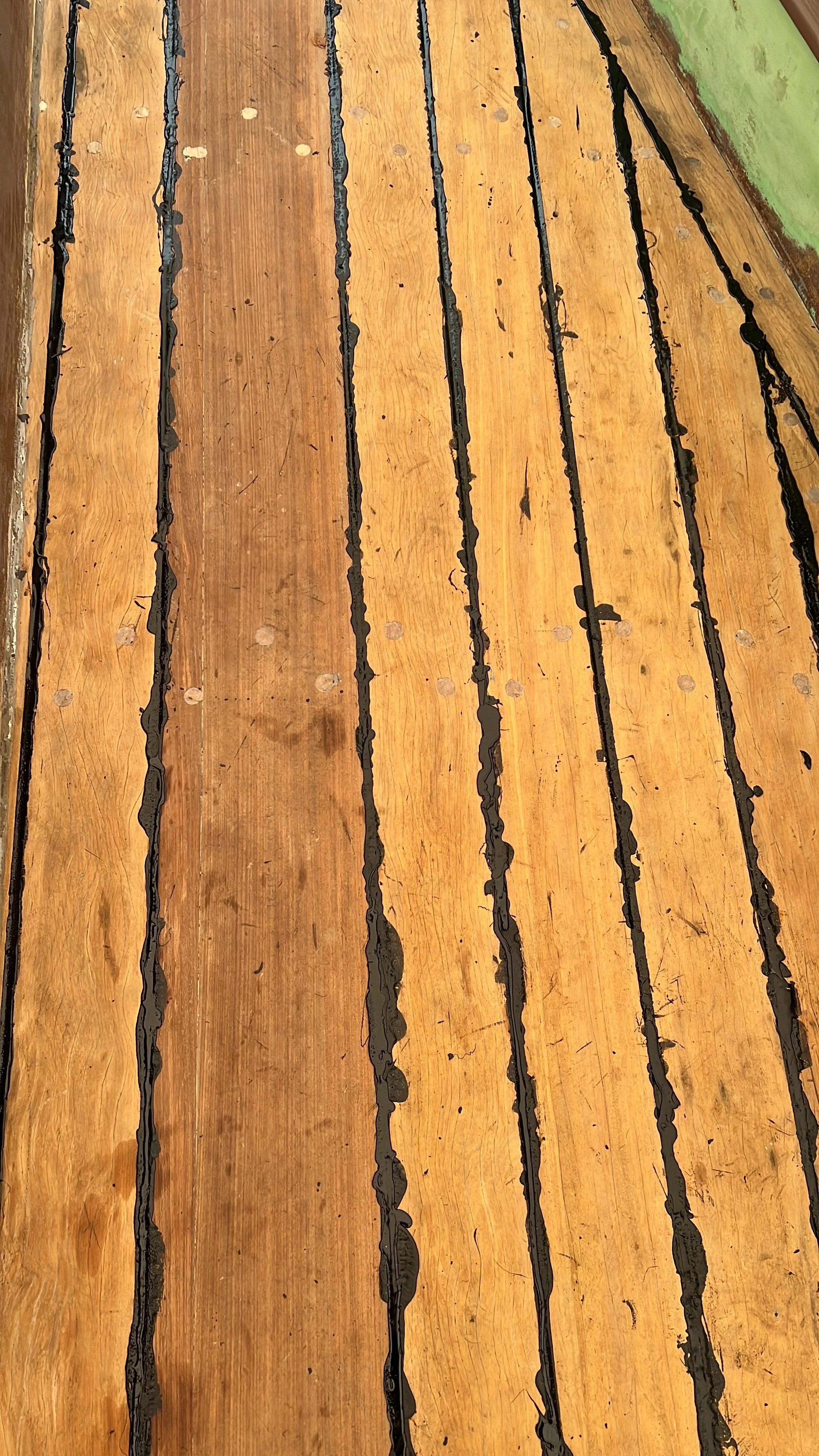 Dawns Decks After Caulking and Pitching - Sailing Barge Dawn