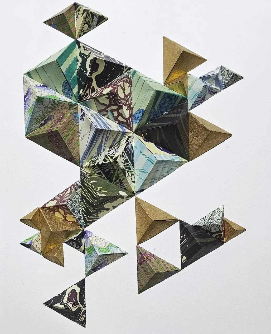 Birds of a Feather · 2024 · Hand-folded artisan paper on paper · 16 x 20 x 4 in · Available