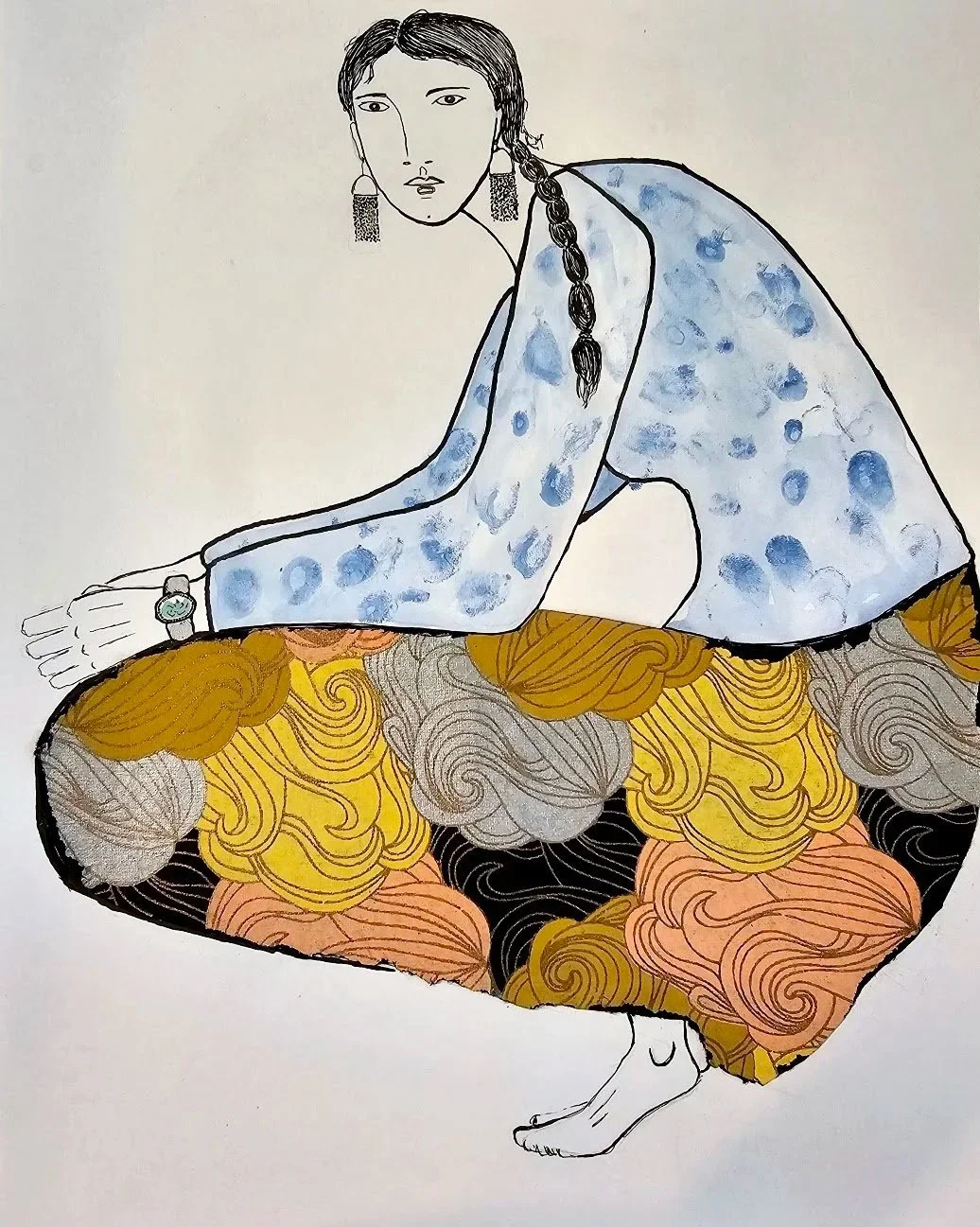 Untitled · 2024 · Watercolor and paper collage on paper · 11 × 14 in. · Private Collection