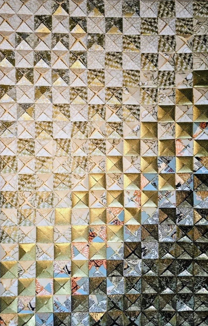 Ode to Softening · 
Hand-folded artisan paper assemblage · 20 × 30 in · 2025 · Available