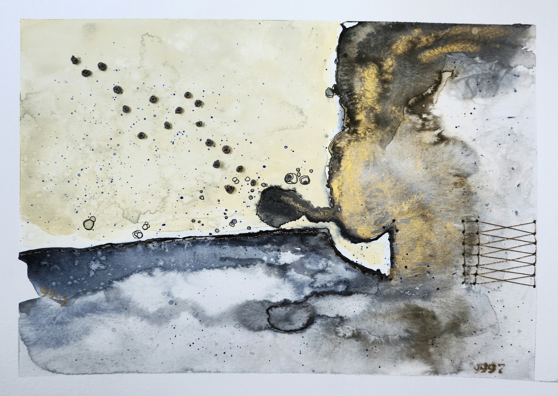 The Cave · 2025 · Watercolor, ink, embroidery and mixed media on paper · 11 × 14 in. · Available