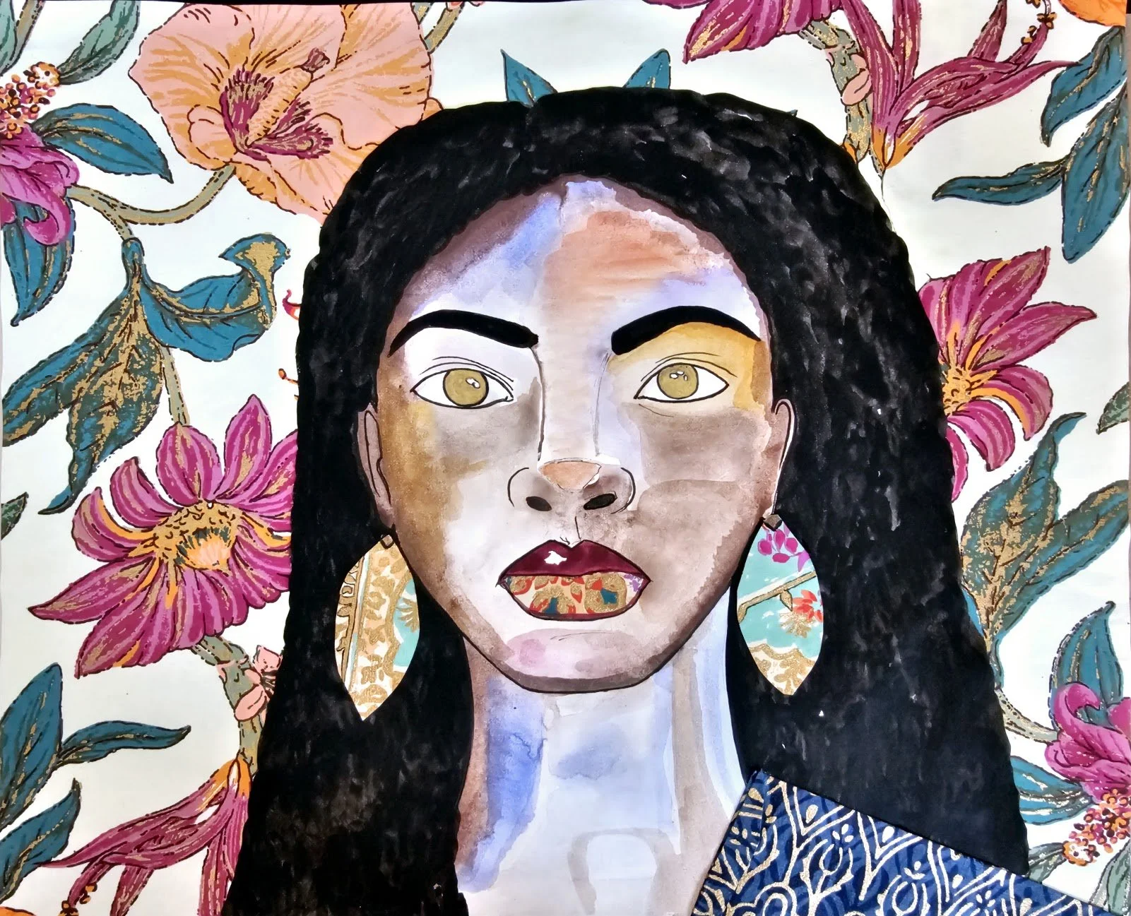 Pamela I · 2024 · Paper Collage and watercolor on paper · 11 × 14 in. · Private Collection