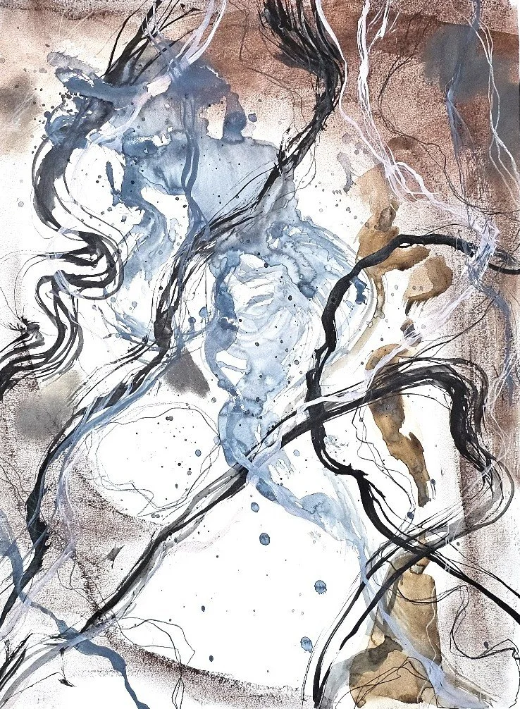 Untitled · 2025 · Watercolor, ink, and mixed media on paper · 18 × 24 in. · Available