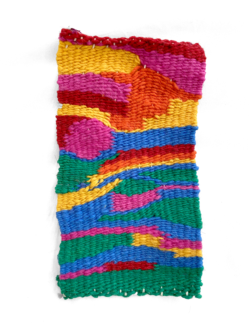 "Sunset" Weaving with yarn, 14 x 20 cm