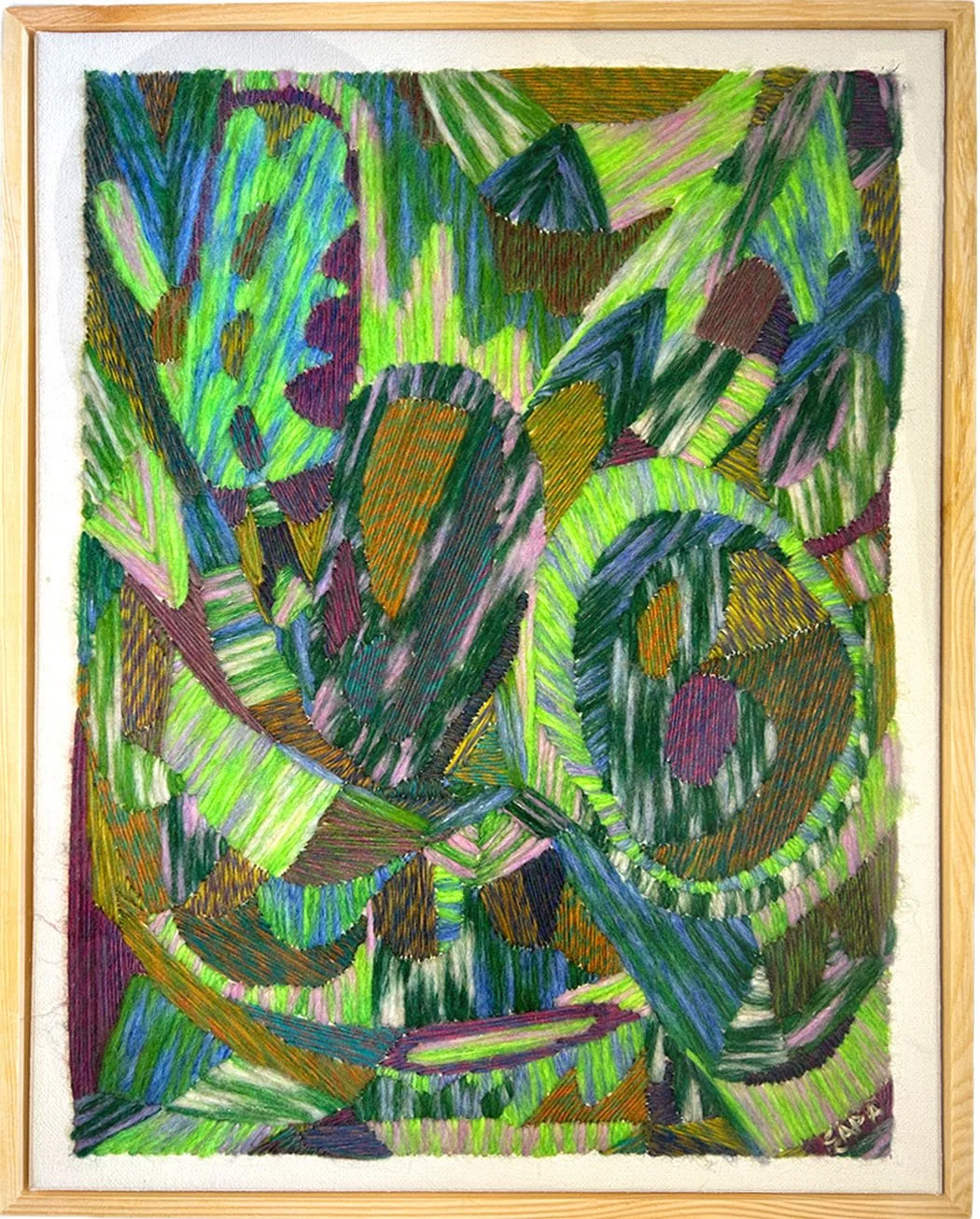 "The Inner Cactus Garden" Embroidery on canvas, 58 x 81 cm (framed)