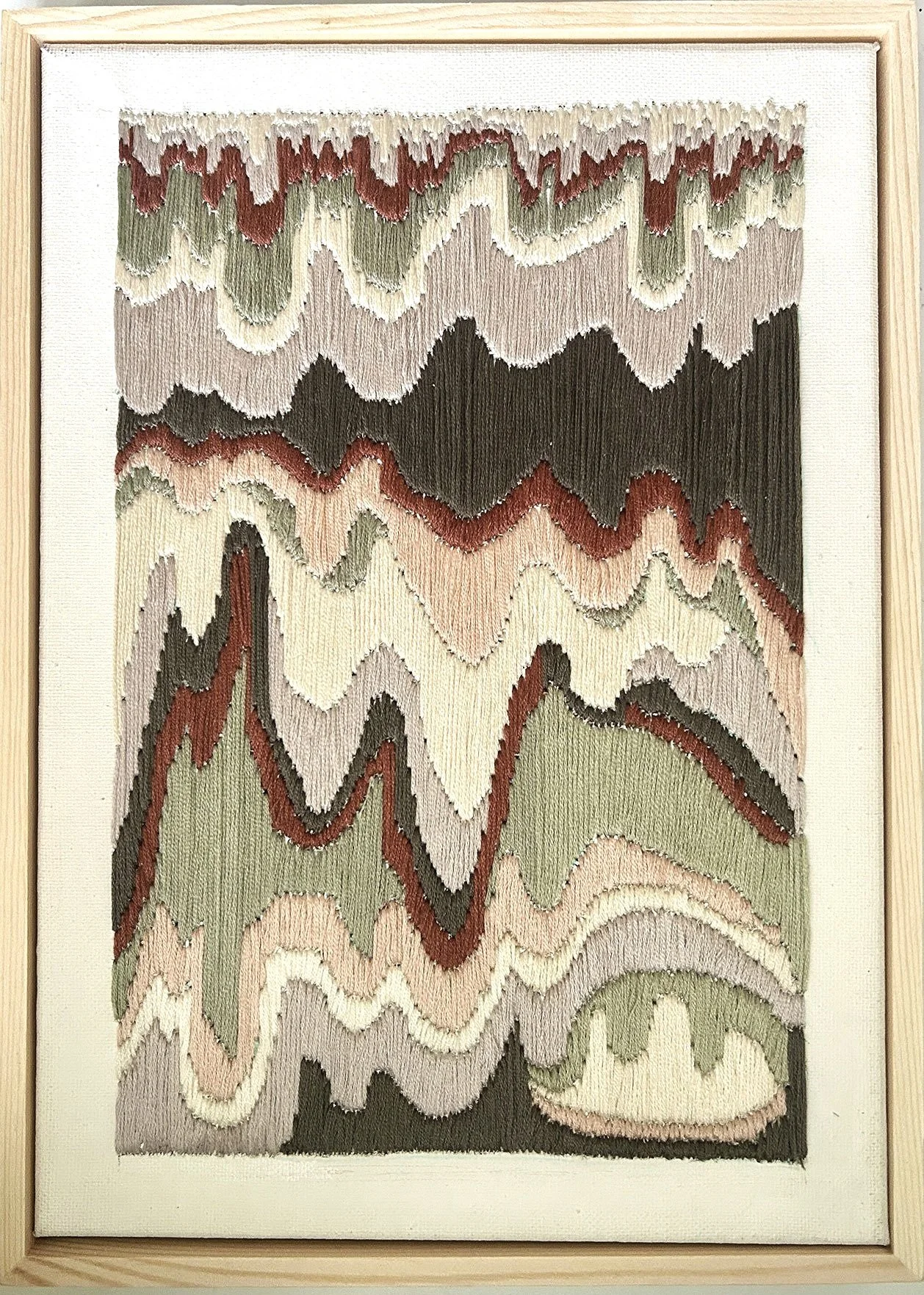 "As Above, So Below" Embroidery on canvas, 22.5 x 31.5 cm (framed)