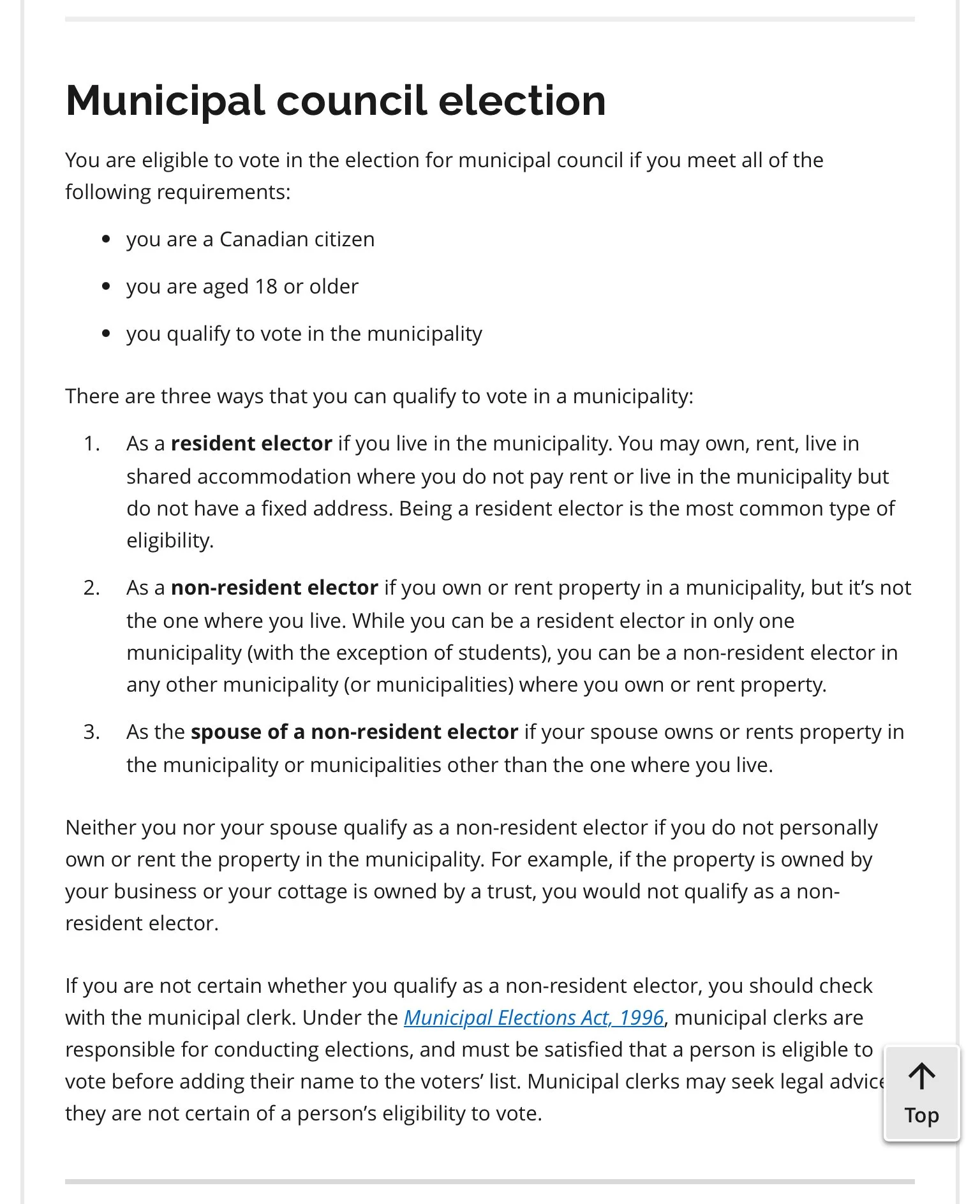 Municipal Voting information
