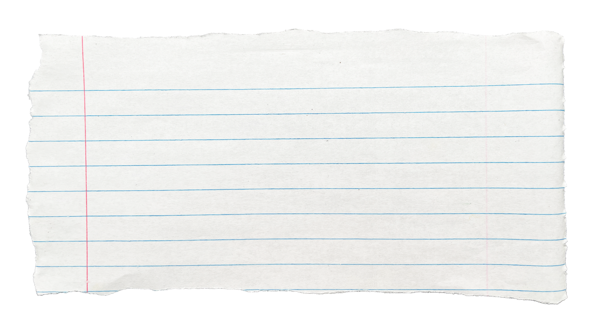 Torn piece of ruled notebook paper with frayed edges.