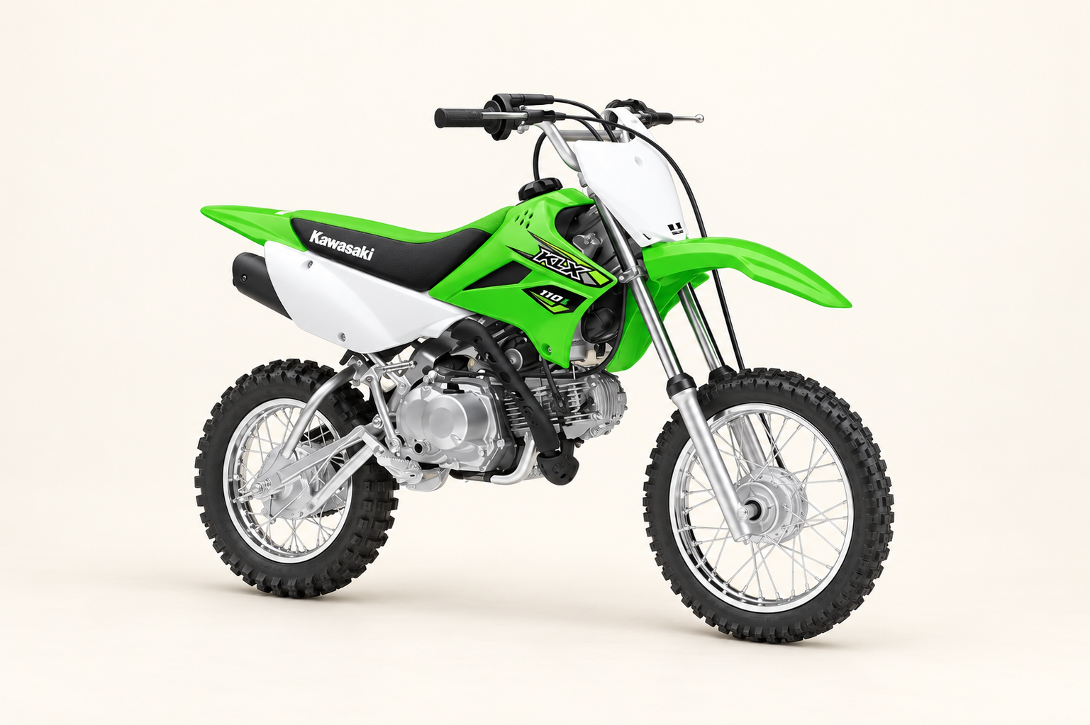 2012 Kawasaki KLX110 youth dirt bike available for rent through Waymaker Off-Road at Brushy Mountain Motor Sports Park in North Carolina.