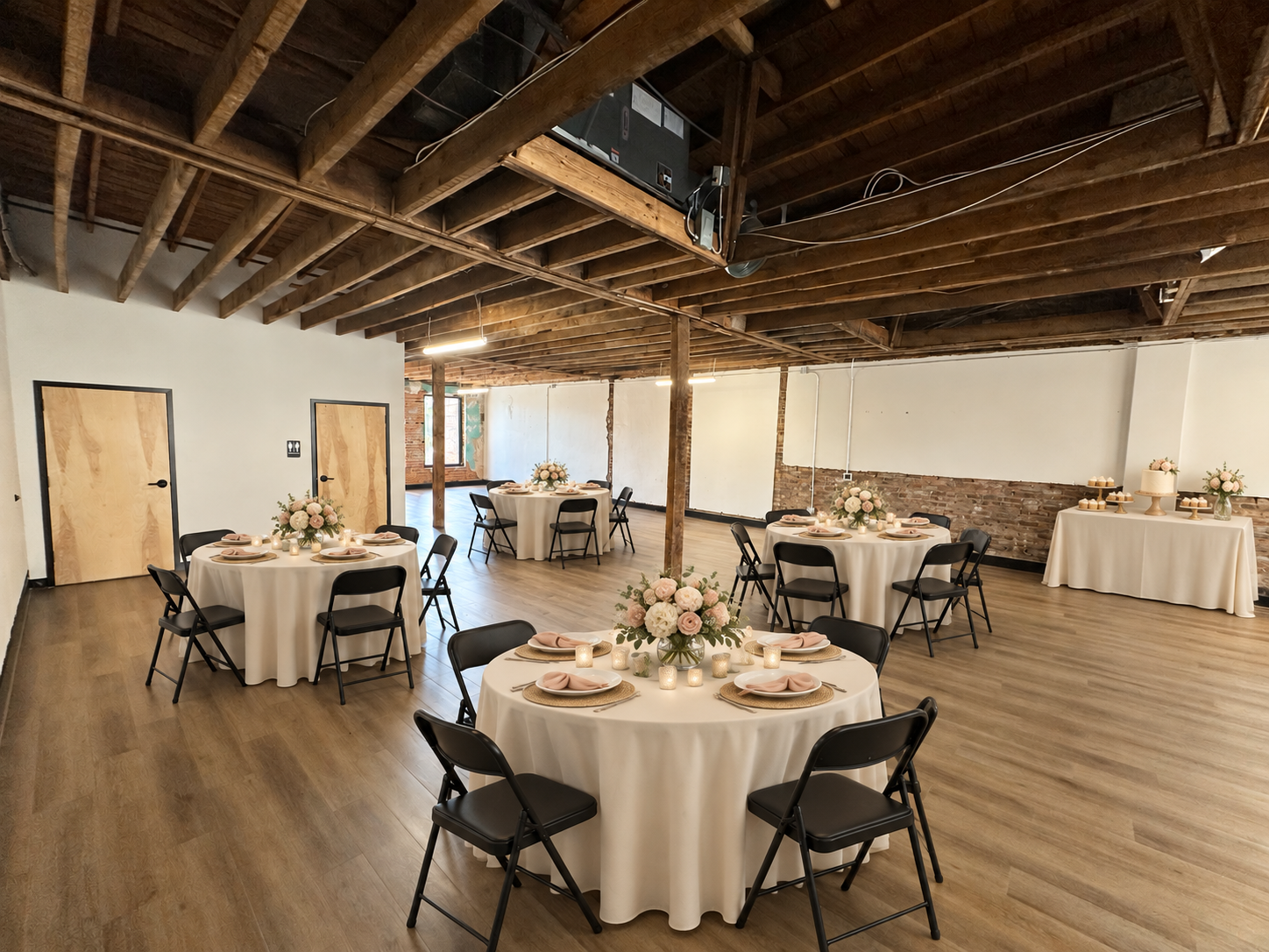 Elegant celebrations & club gatherings · Virtual staging
Round tables and soft florals for a thoughtfully planned shower, luncheon, or milestone. Celebrations are reviewed for eligibility; décor is illustrative.