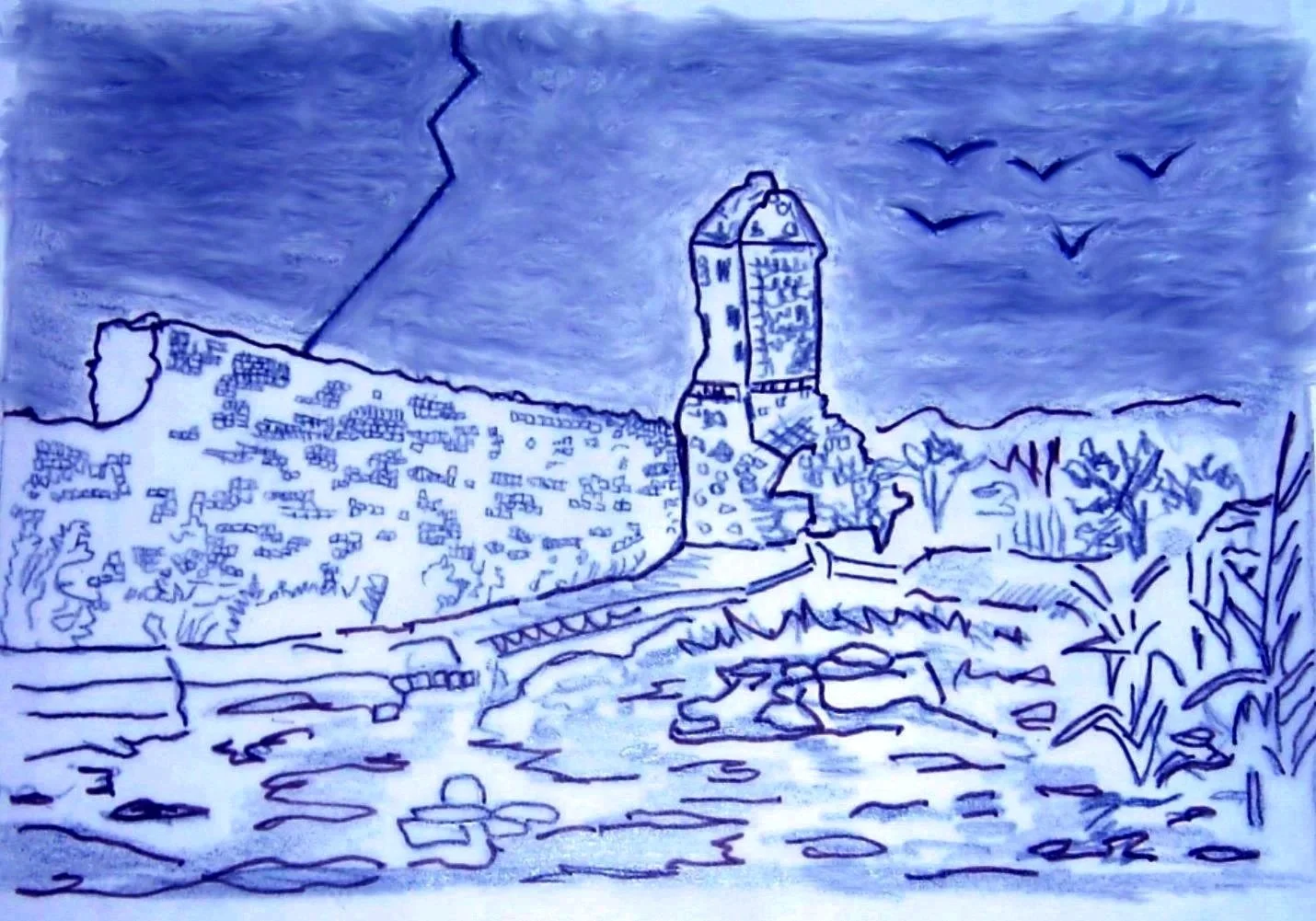 Illustration de l'auteure "La Lanterne d'Auguste" dans "La Clé de la mer".