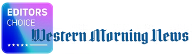 Western Morning News logo with purple and blue gradient background and text