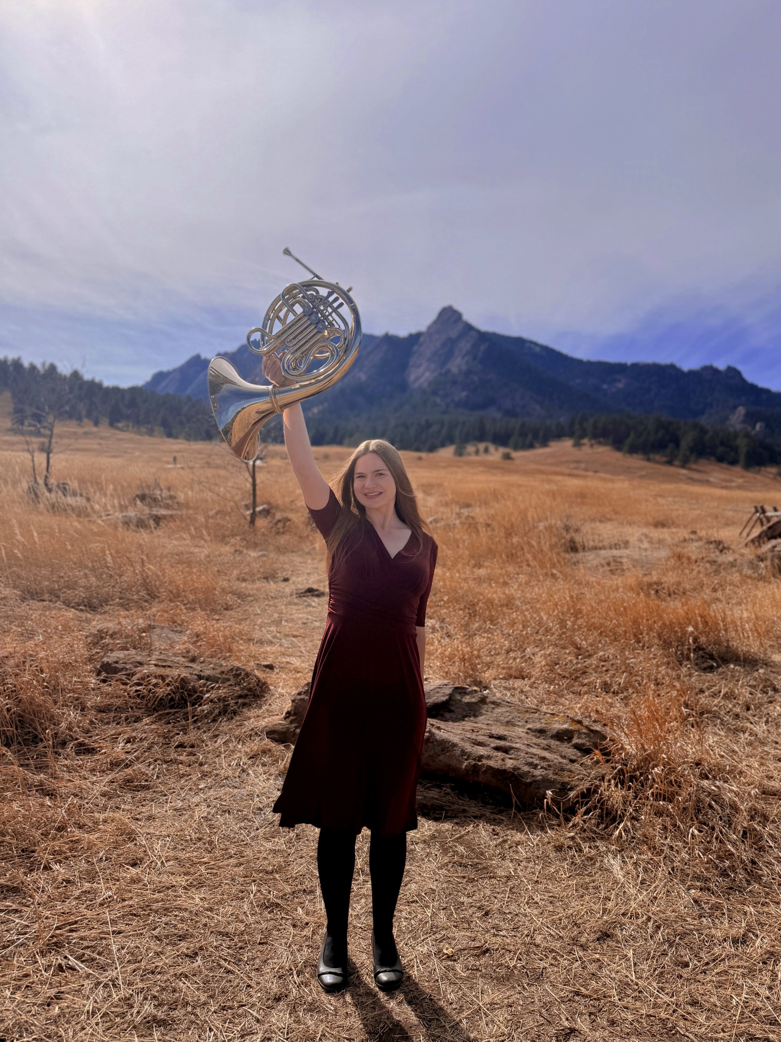 In front of my favorite mountains in the world: the Flatirons in Boulder, Colorado