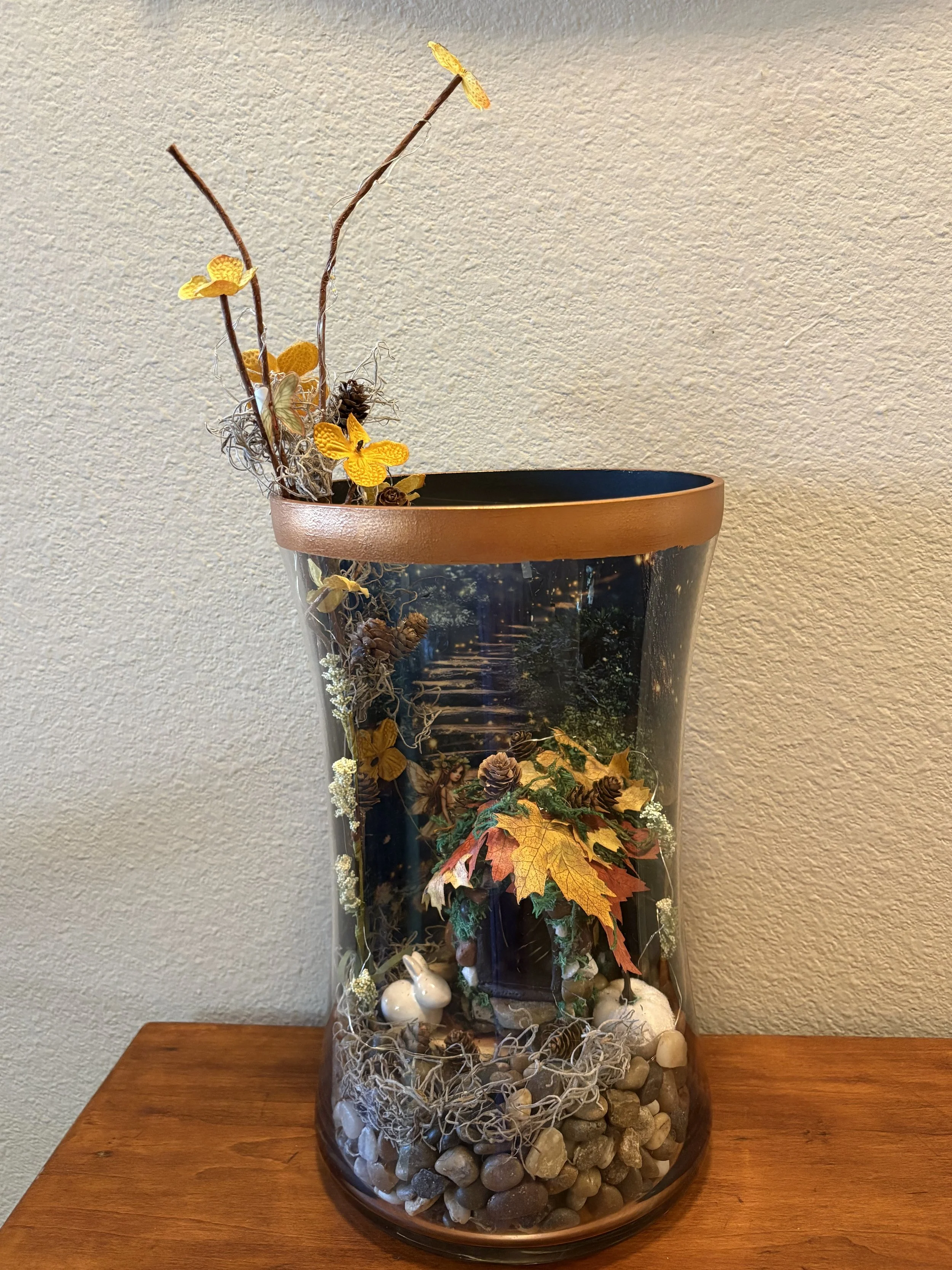 Autumn Fairy Cottage Lighted Glass Diorama