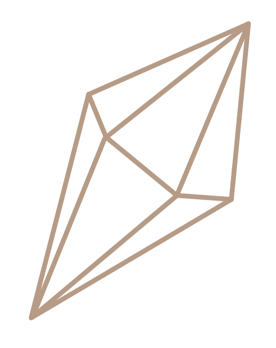 Outline of a geometric diamond shape on a black background.