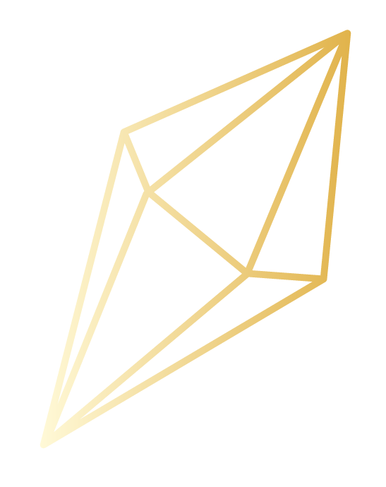 Gold-colored object with a geometric shape and angular surfaces.