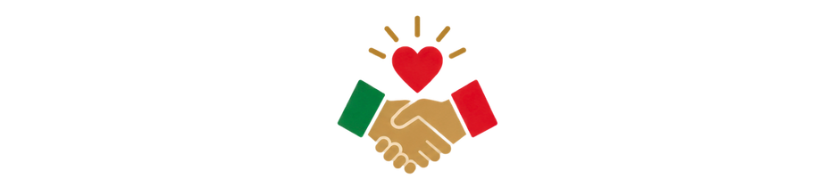 Illustration of two hands shaking, surrounded by a heart and flag elements, symbolizing friendship and unity.